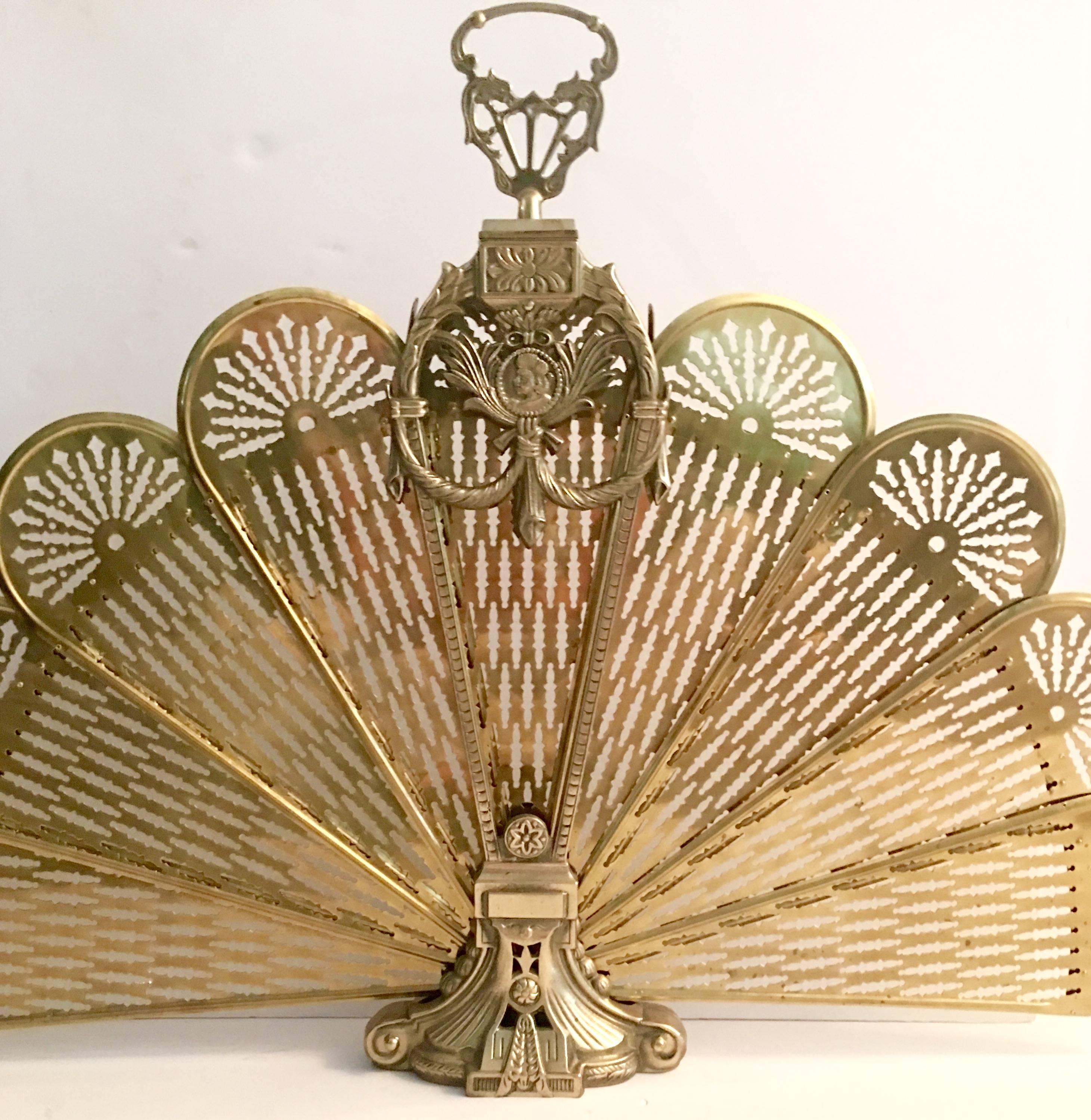 brass peacock fireplace screen