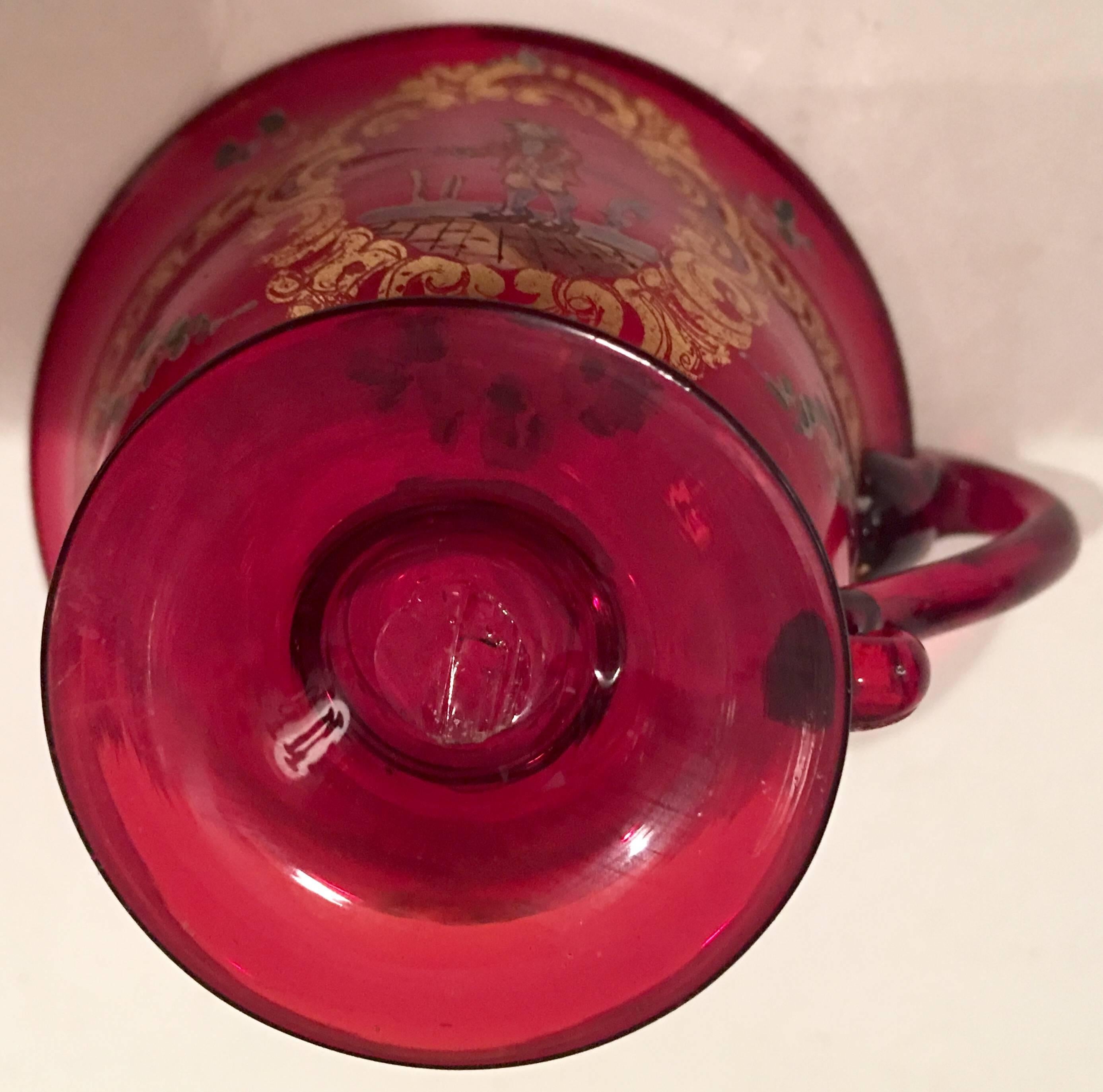 20th Century Set of 15 Ruby and 24-Karat Gold Venetian Glass Tea Set