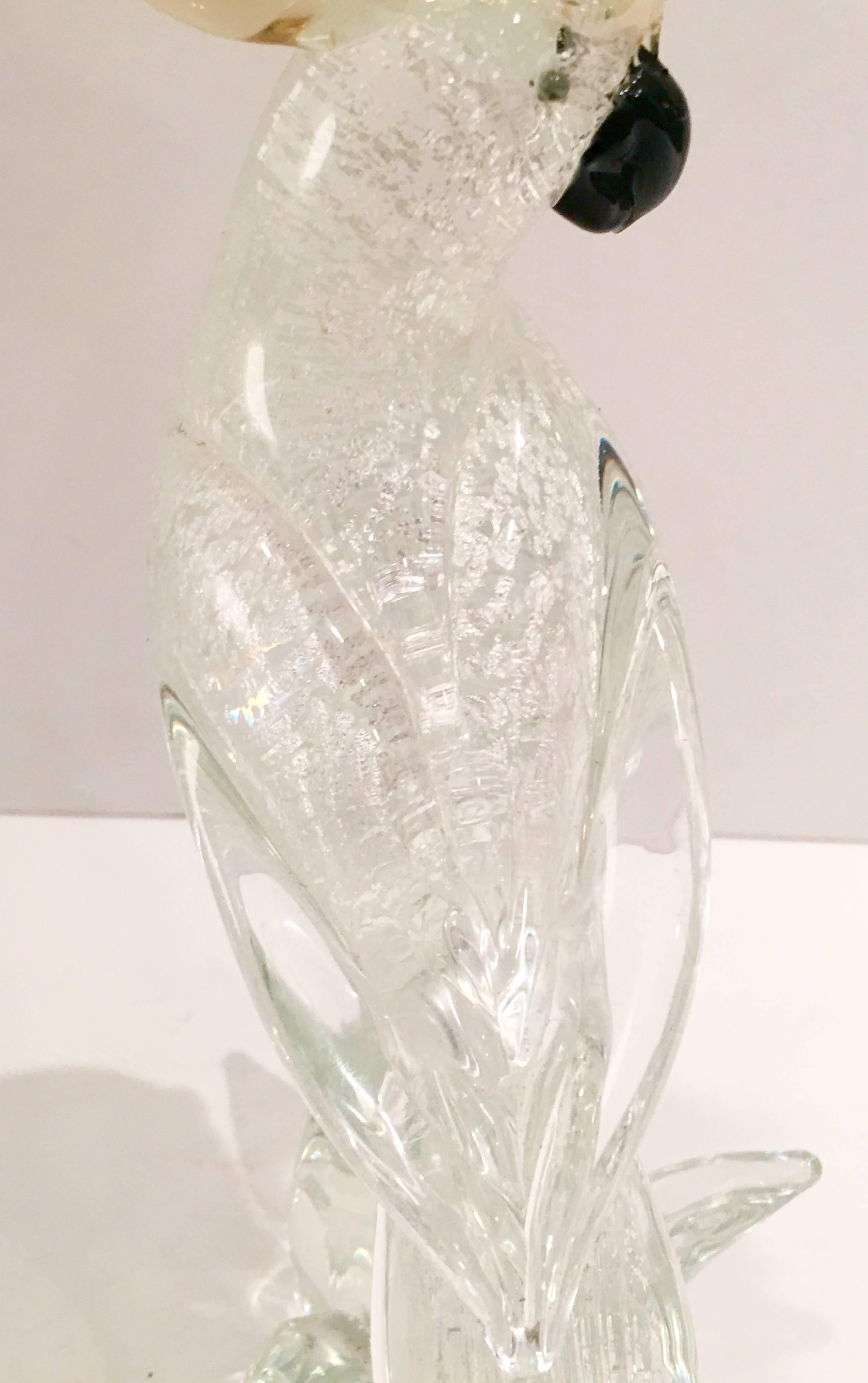 Italian Formia Vetri Murano Glass Perching Bird Tall Sculpture In Excellent Condition In West Palm Beach, FL