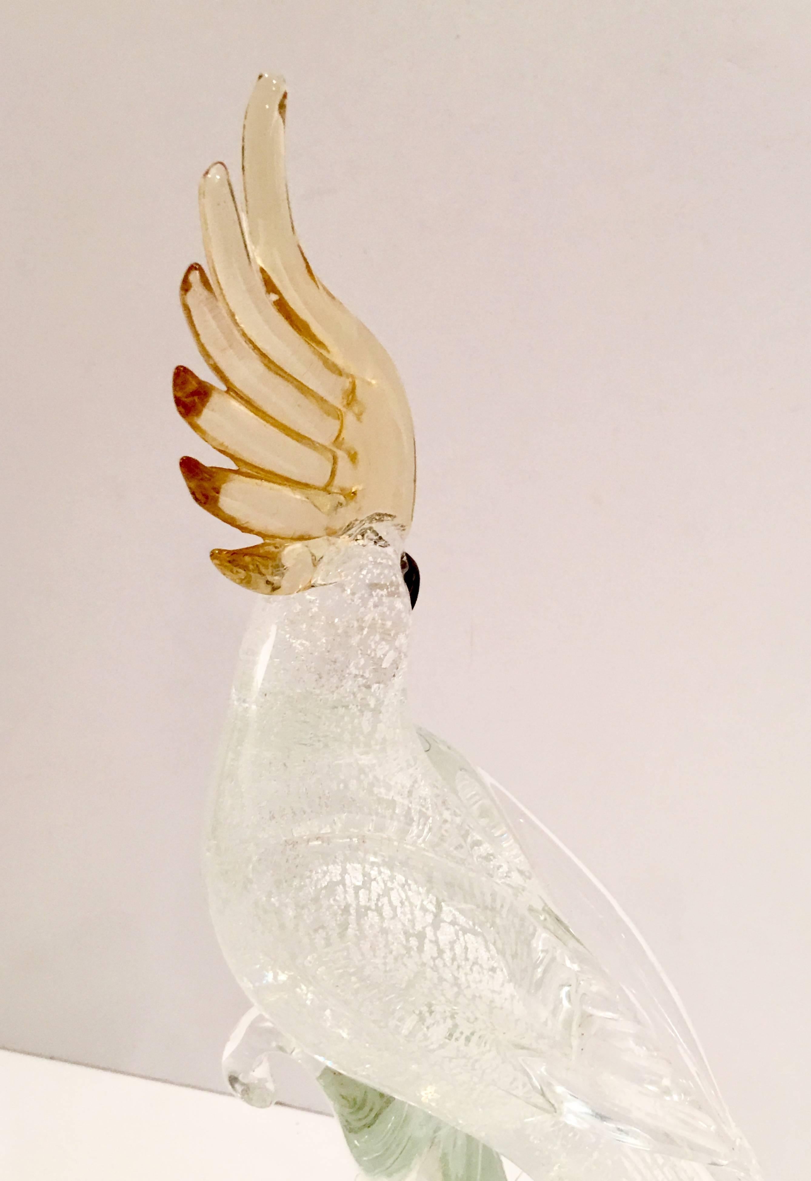 Italian Formia Vetri Murano Glass Perching Bird Tall Sculpture 1