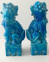 Pair of Chinese Export Turquoise Foo Dogs