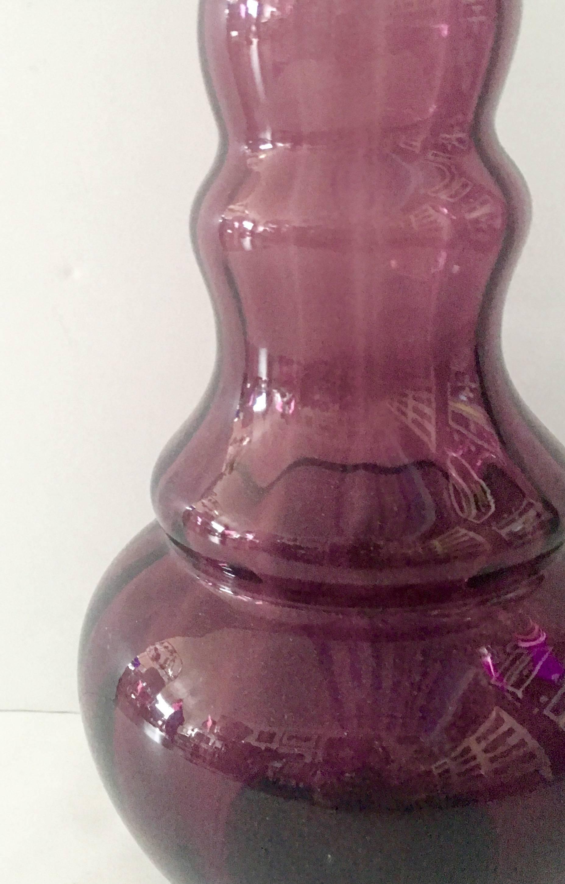 Italian Empoli Amethyst Optic Art Glass Decanter In Excellent Condition In West Palm Beach, FL