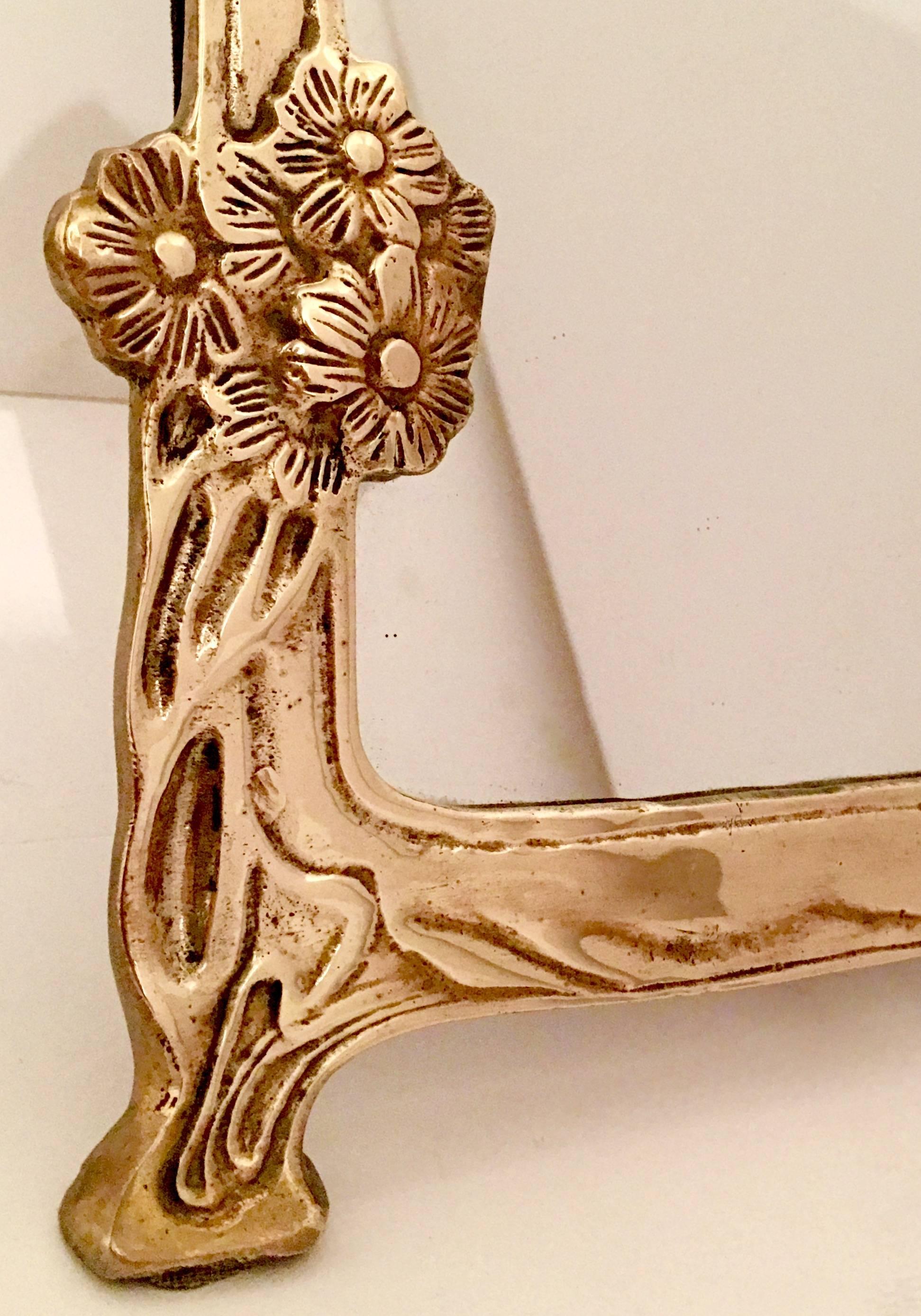 Vintage Brass Art Nouveau Vanity Mirror 1