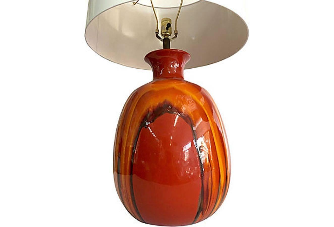 Mid-Century Modern Pair of Ceramic Drip Glaze Lava Lamps