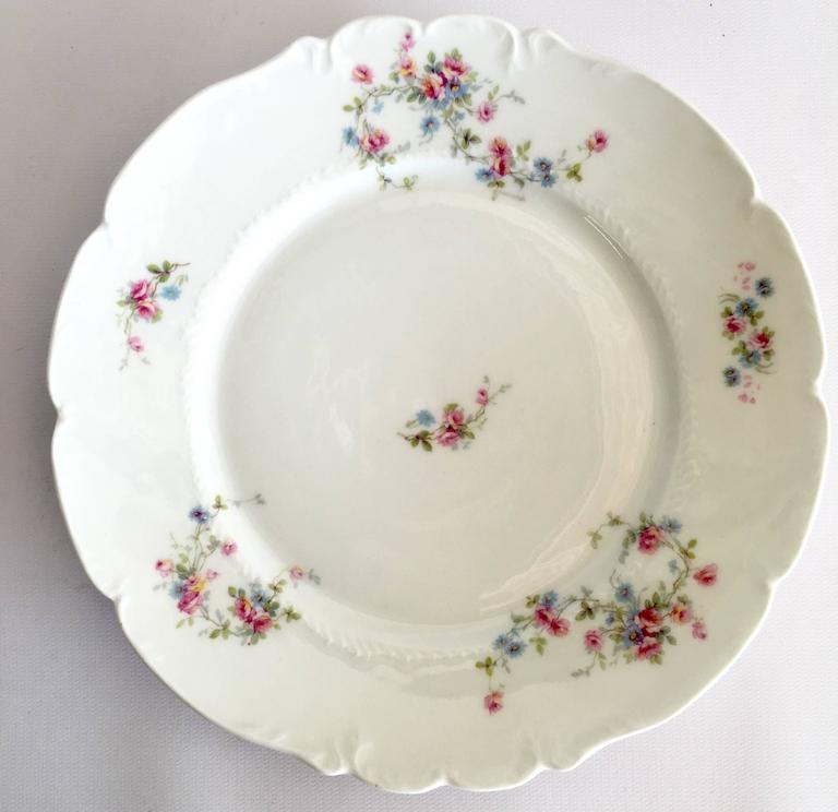 1920'S Limoge France 42 Piece Set Of Dinnerware "Scattered Roses" at