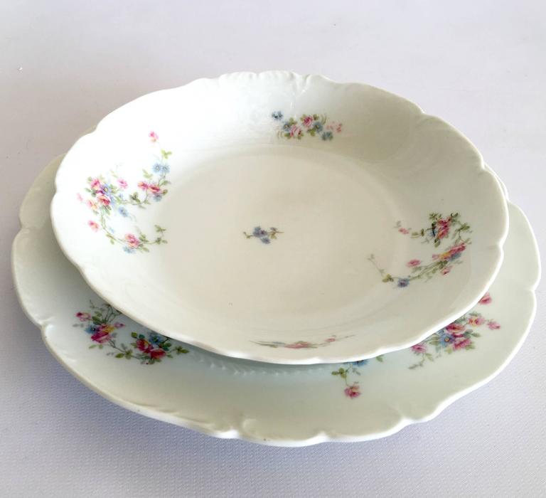 1920'S Limoge France 42 Piece Set Of Dinnerware "Scattered Roses" at