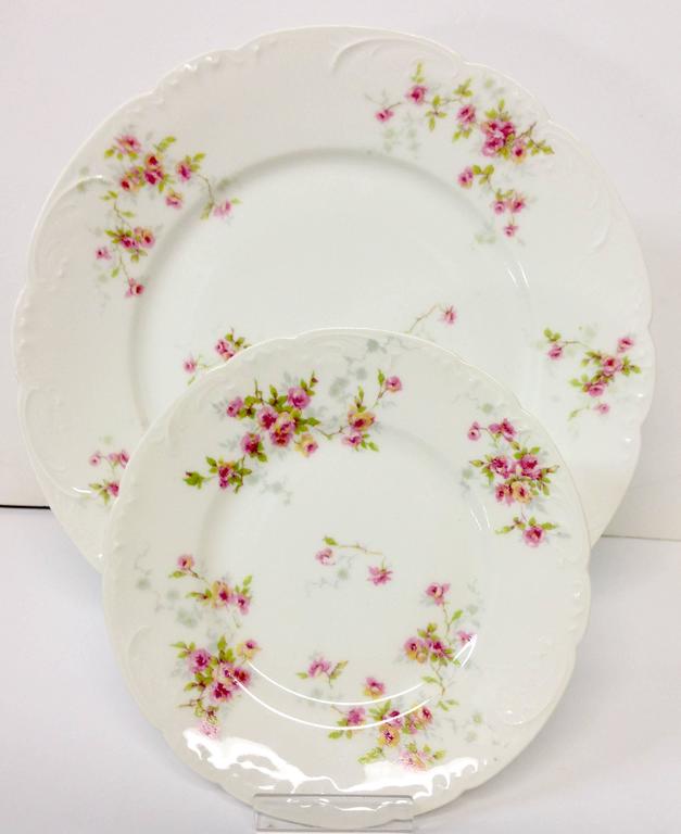 Antique Haviland Limoges Pink Roses, Set of 12 at 1stDibs