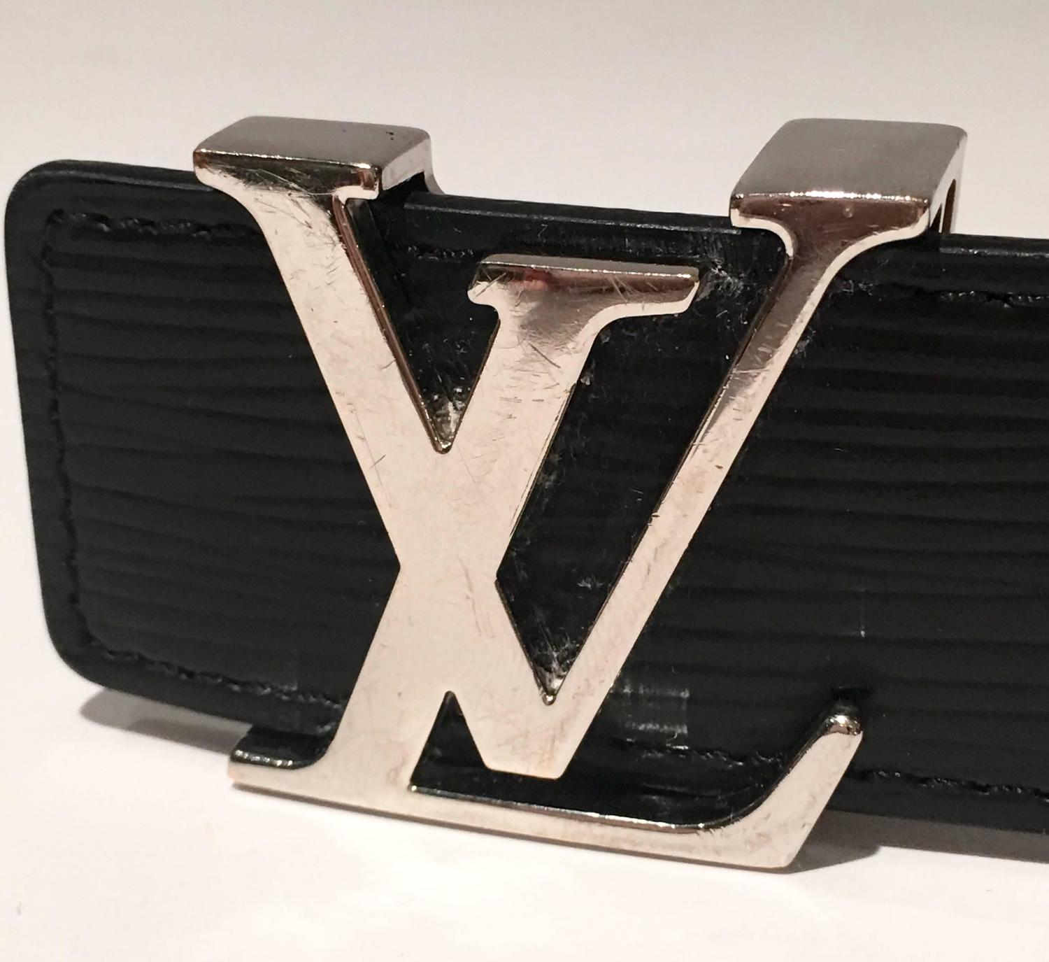 Louis Vuitton &quot;LV&quot; Chrome Logo and Epi Leather Belt For Sale at 1stdibs
