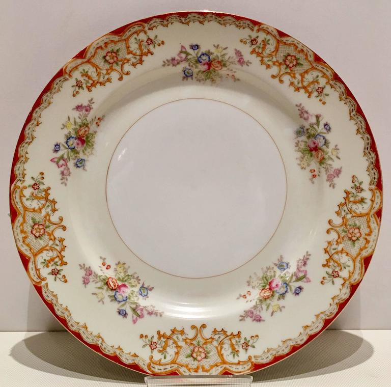 1940'S Japanese HandPainted Porcelain Dinnerware S/18 For Sale at 1stDibs