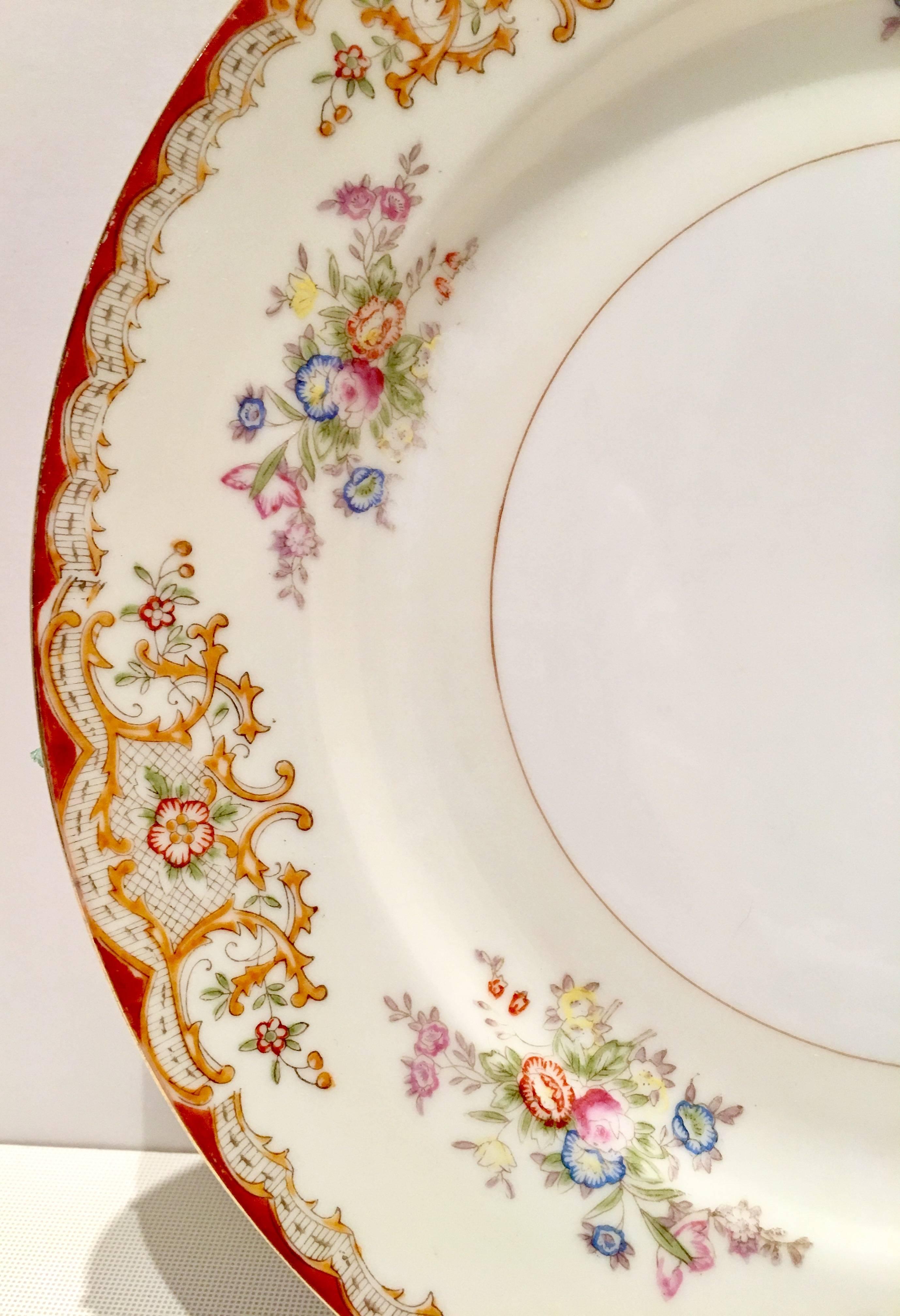 Art Nouveau 1940'S Japanese Hand-Painted Porcelain Dinnerware S/18 For Sale
