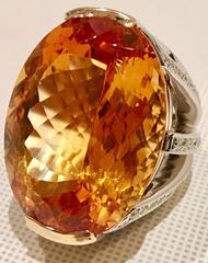50 Karat Citrine and Diamonds Gold One Of A Kind Ring
