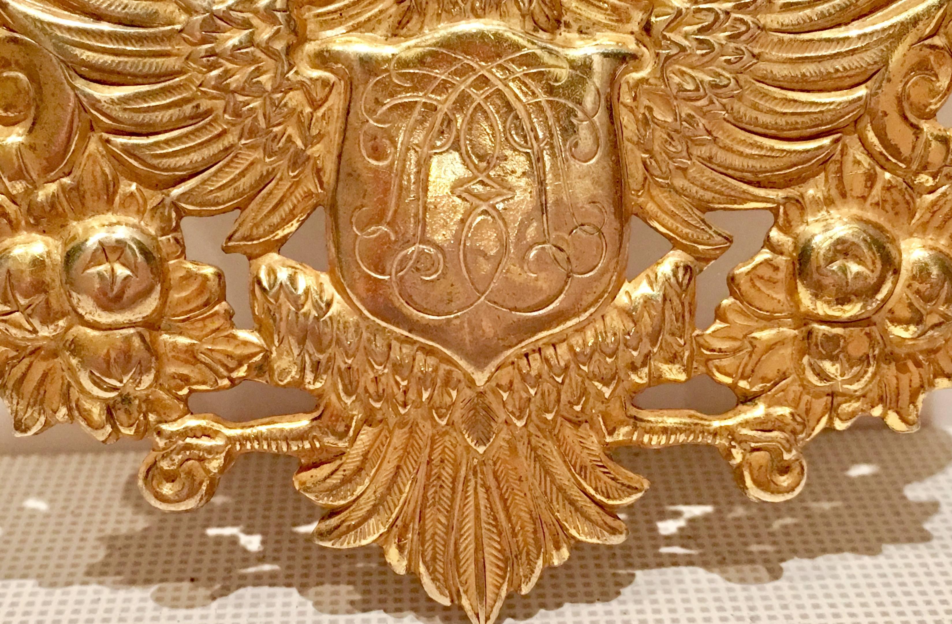 Miriam Haskell 22-Karat Russian Gold Crest Phoenix Coate of Arms Brooch In Excellent Condition In West Palm Beach, FL