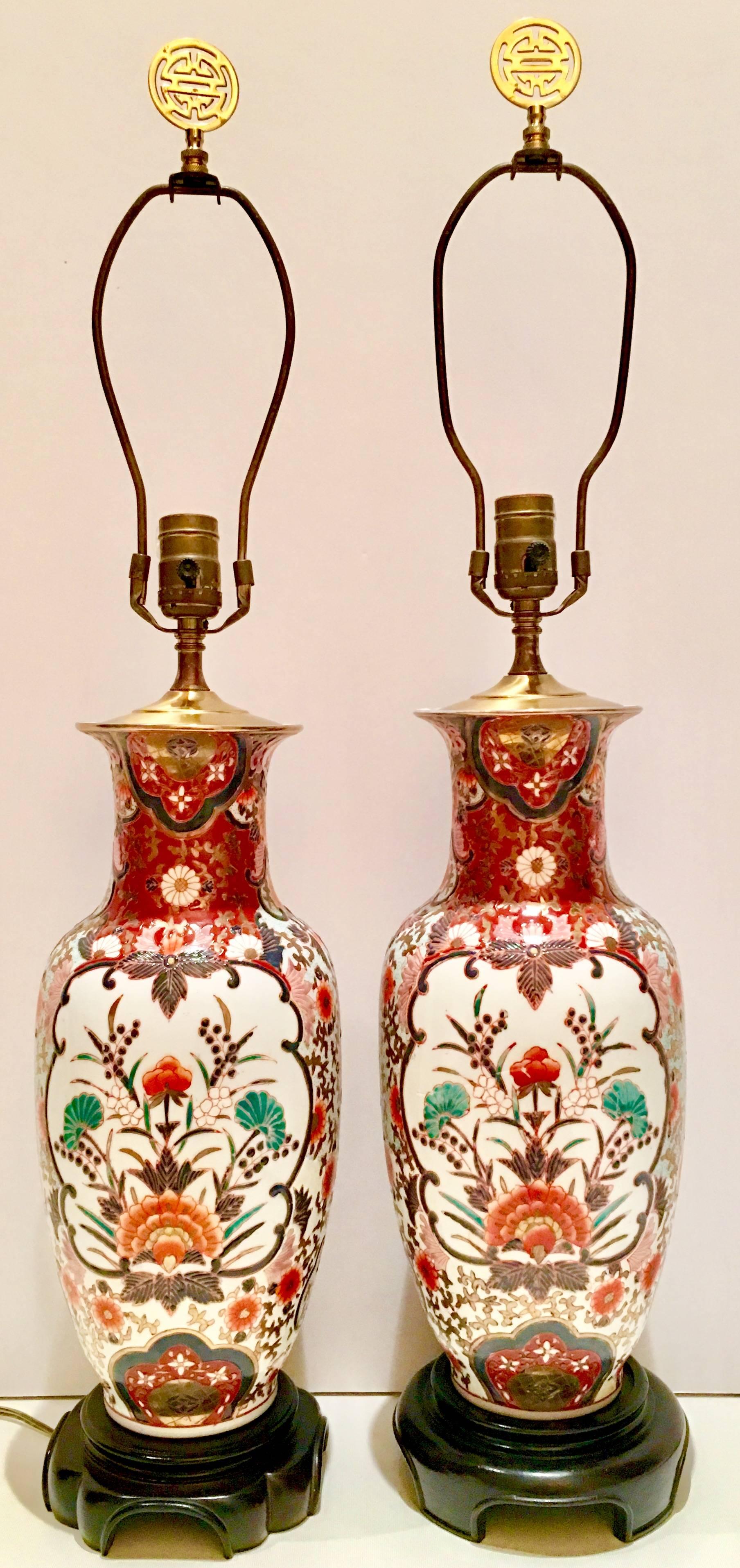 Pair of HandPainted Porcelain Imari Vase Table Lamps at 1stDibs
