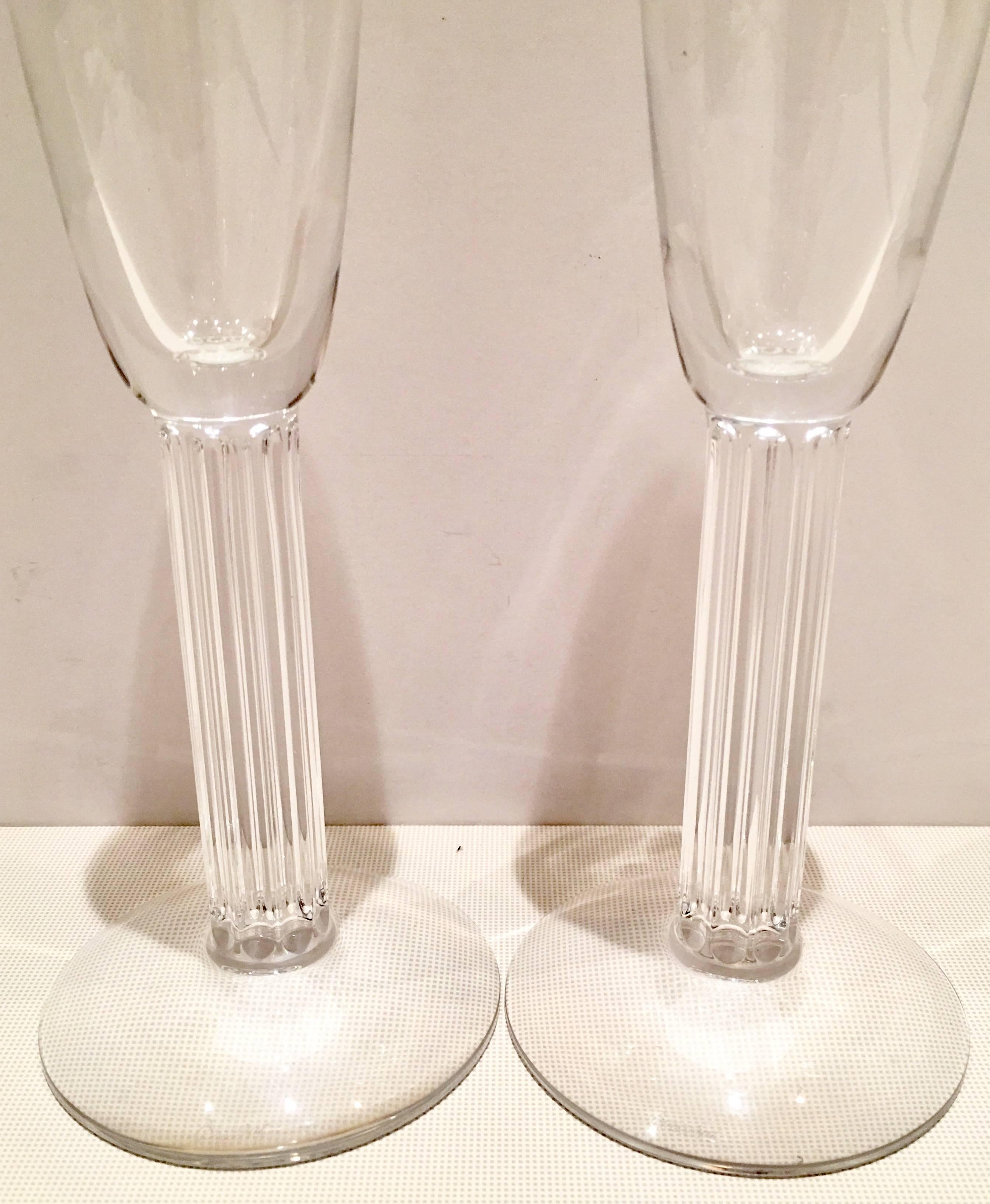 1980s Baccarat France rare crystal champagne flutes in the 