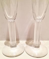 Baccarat France Pair of "Lyra" Crystal Champagne Flutes