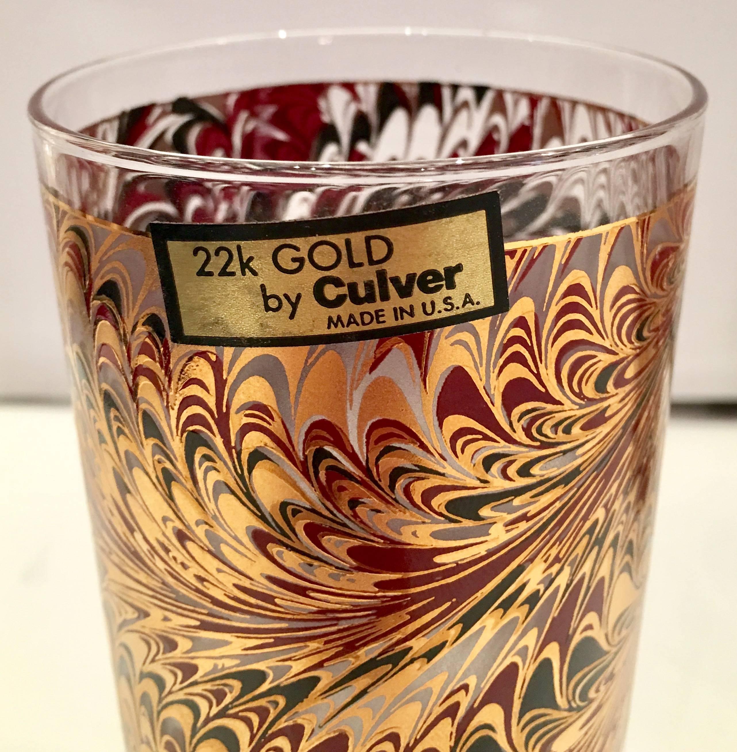 Mid-Century Culver 22-Karat Gold Nine-Piece Drinks Set 1