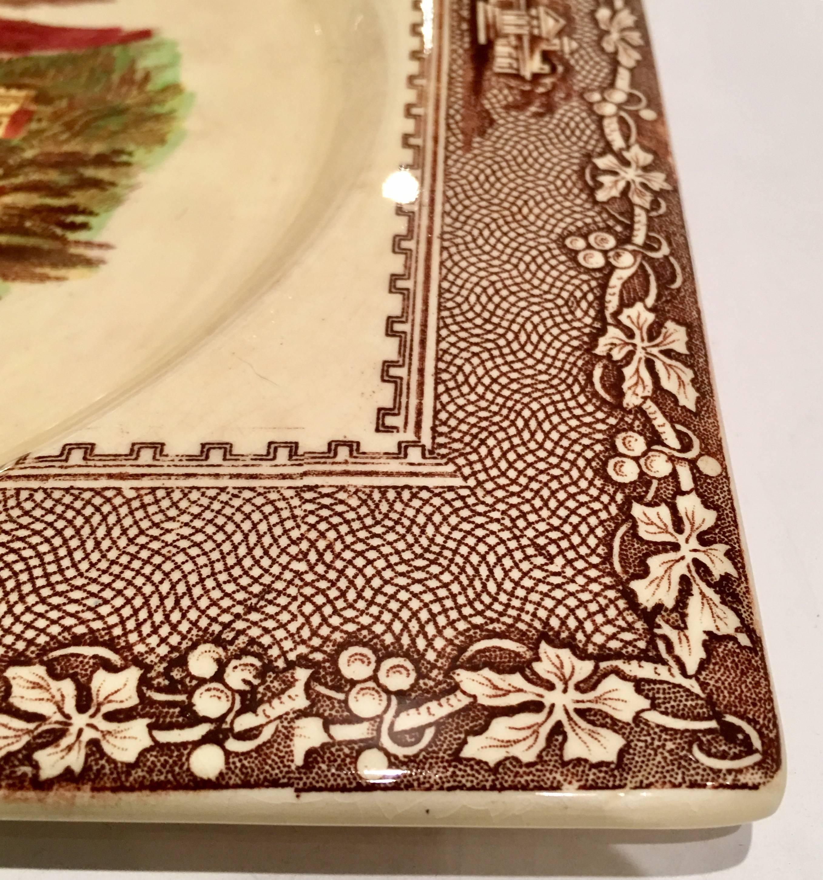 Mid-20th Century Royal Staffordshire Pair Of Transferware Square Plates In Good Condition For Sale In West Palm Beach, FL