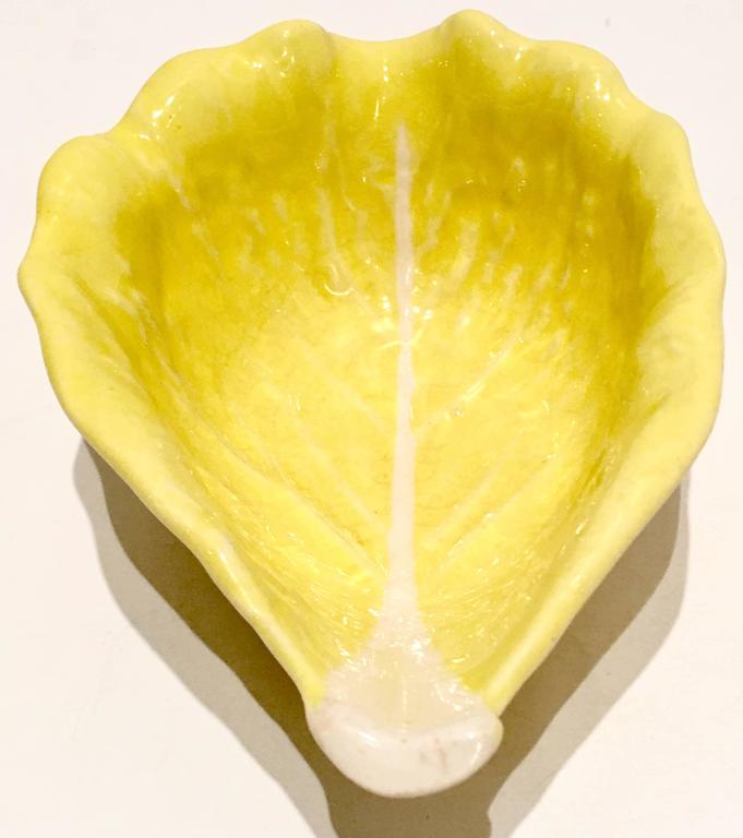 1950s Portugal Majolica Yellow Cabbage Dinnerware, Set of 24 at 1stDibs