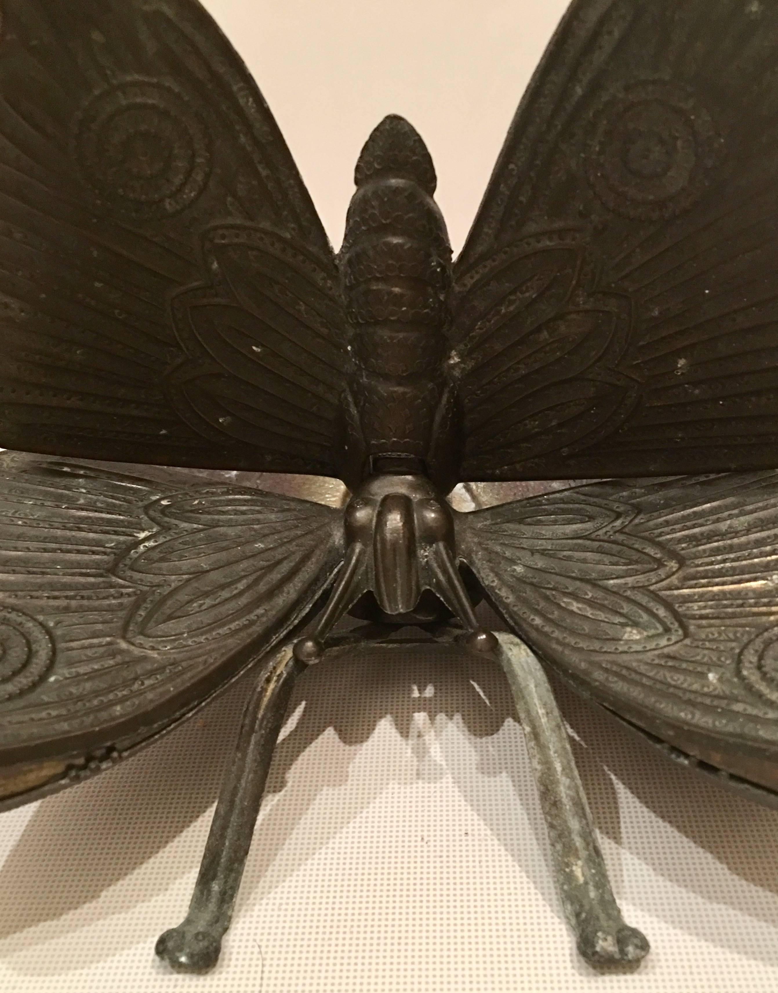 Italian Brass Art Nouveau Figural Butterfly Hinged Box 2