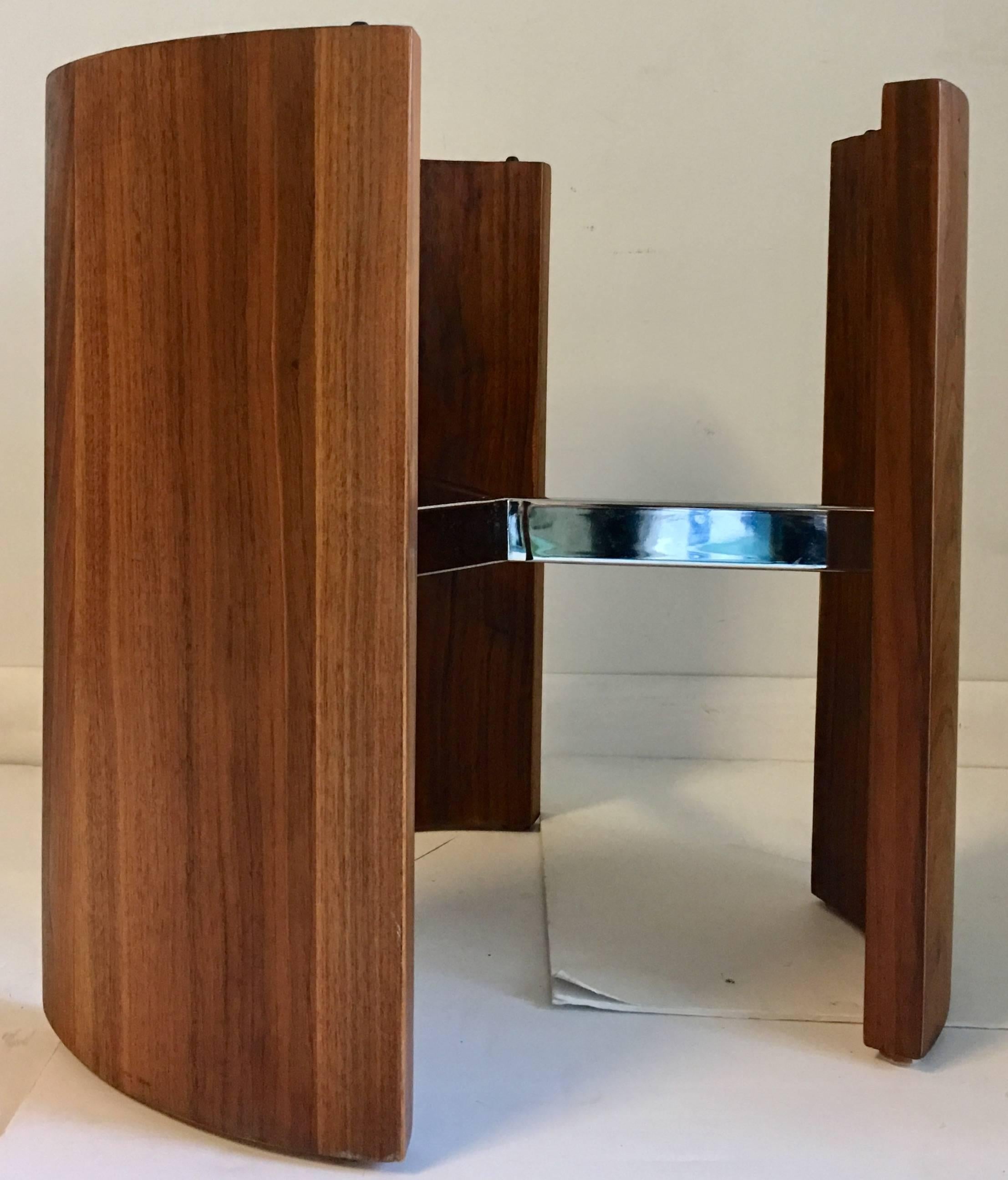 Mid-Century Modern Vladimir Kagan Radius Walnut and Chrome Cocktail Table In Excellent Condition In West Palm Beach, FL