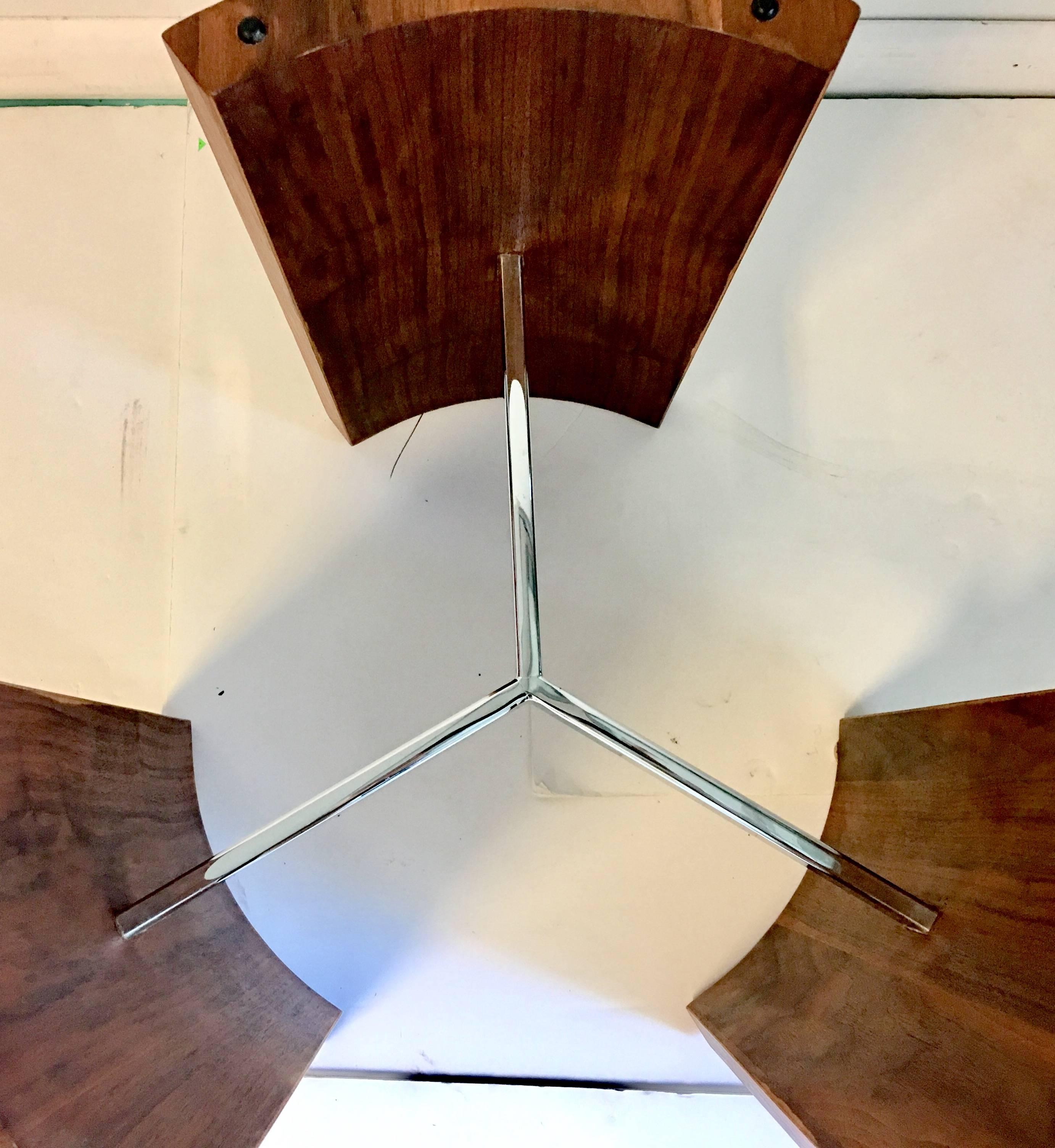 Mid-Century Modern Vladimir Kagan Radius Walnut and Chrome Cocktail Table 1