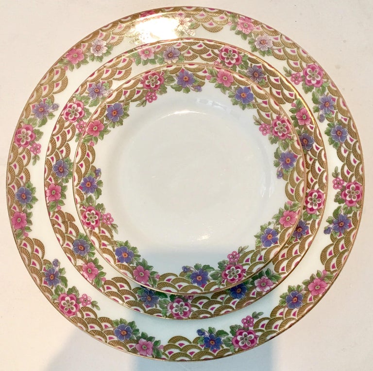 1920'S French Art Deco Limoge and 24K Gold Dinnerware By, Jean Pouyat S