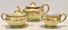 1920s Japanese Porcelain Lusterware 22-Karat Gold Gilt Tea Set of 18 Pieces