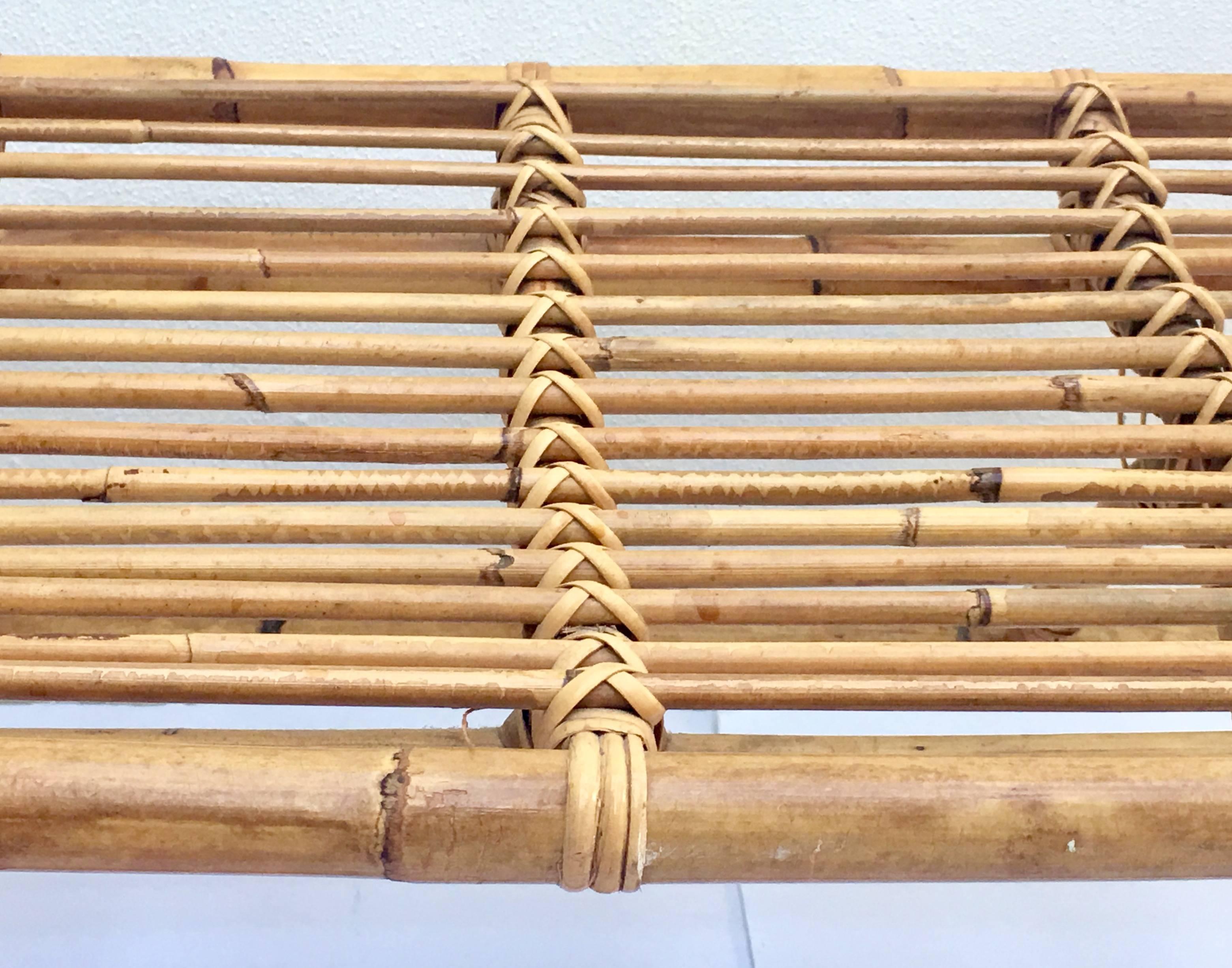 Vintage Ficks Reed Rattan Curved Long Bench 1
