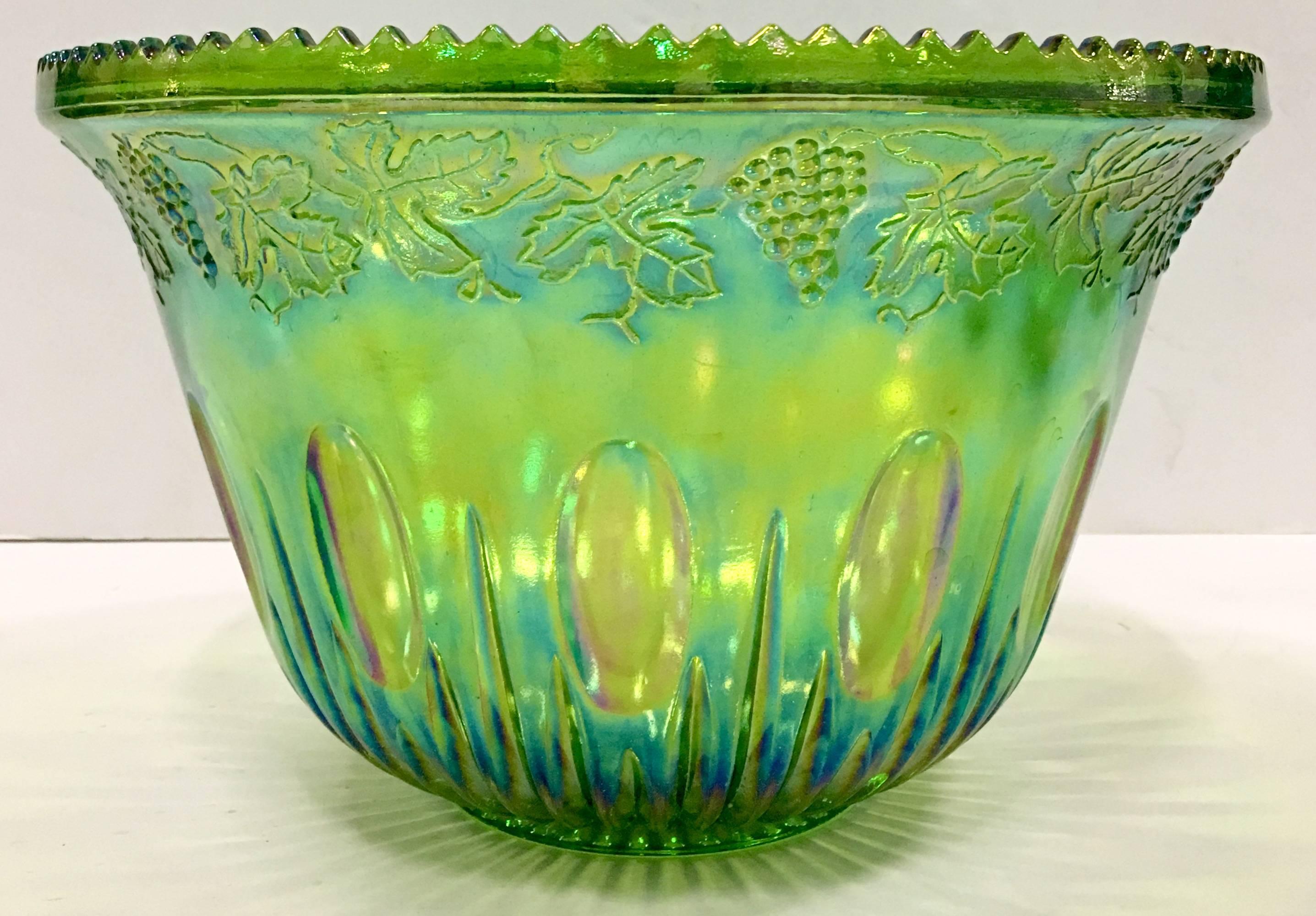 green glass punch bowl set