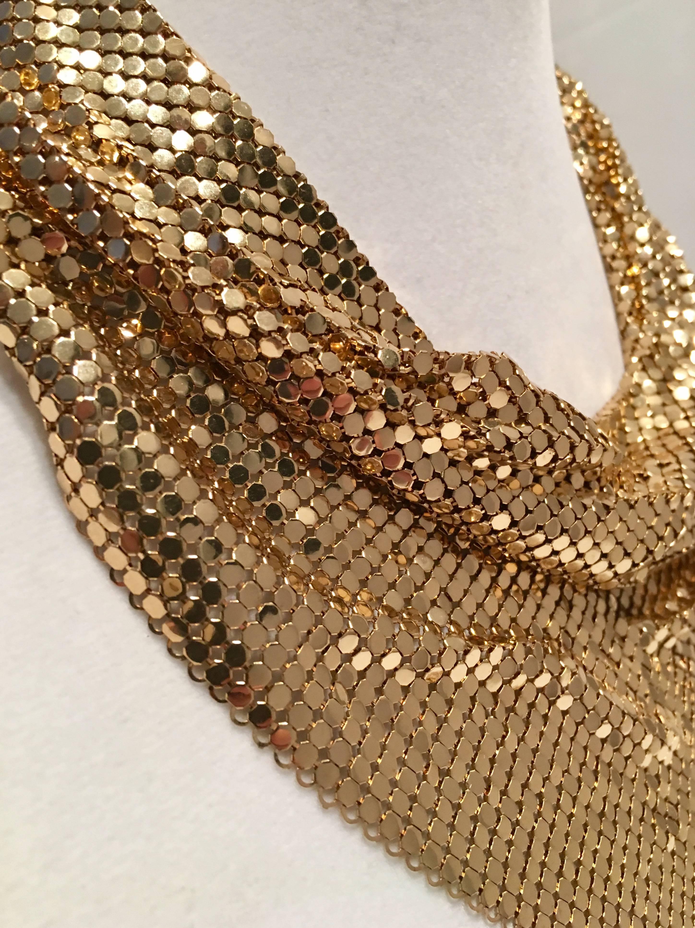 American Vintage Whiting $ Davis Gold Metal Mesh Bib Choker Necklace