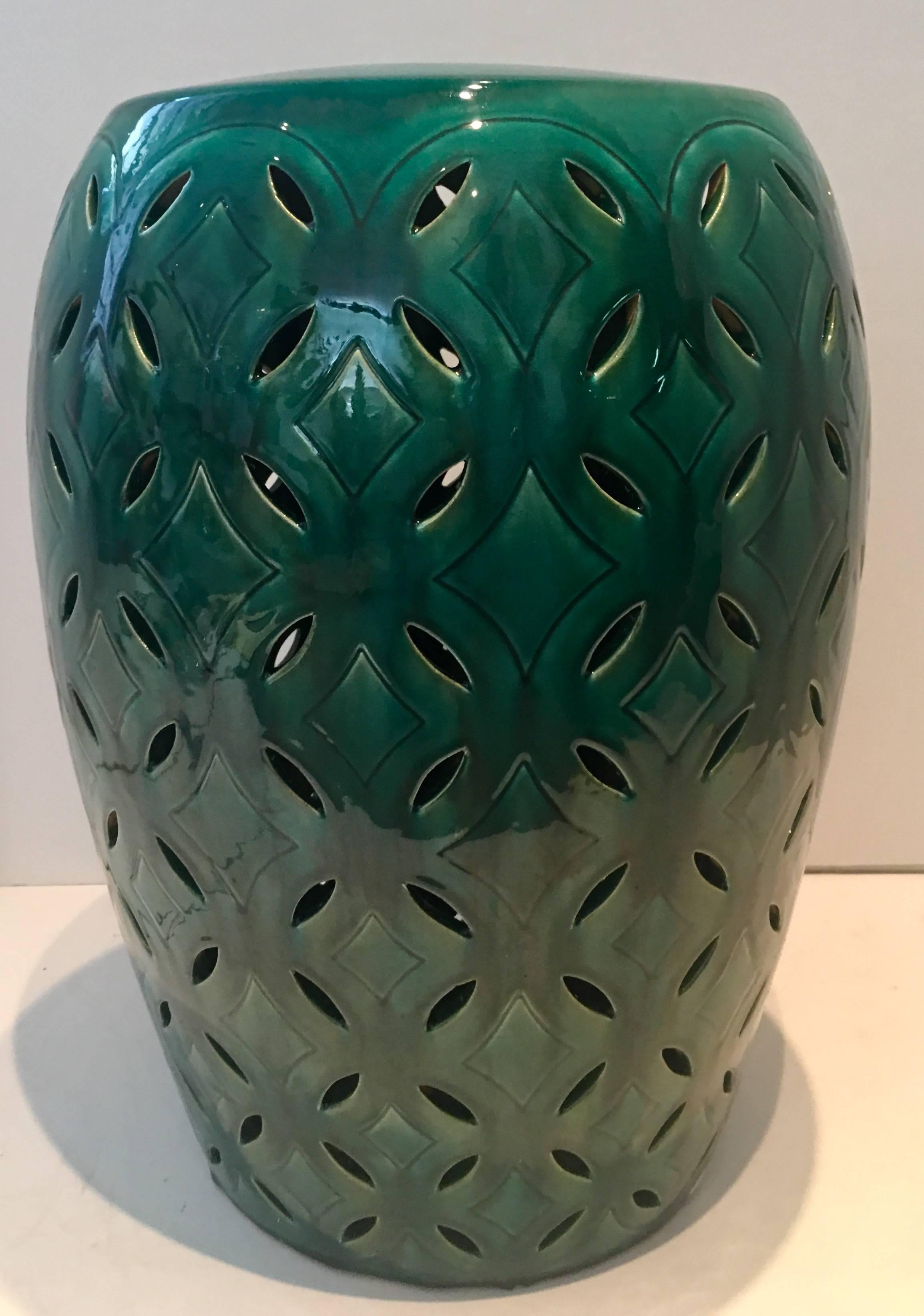 green garden stool ceramic