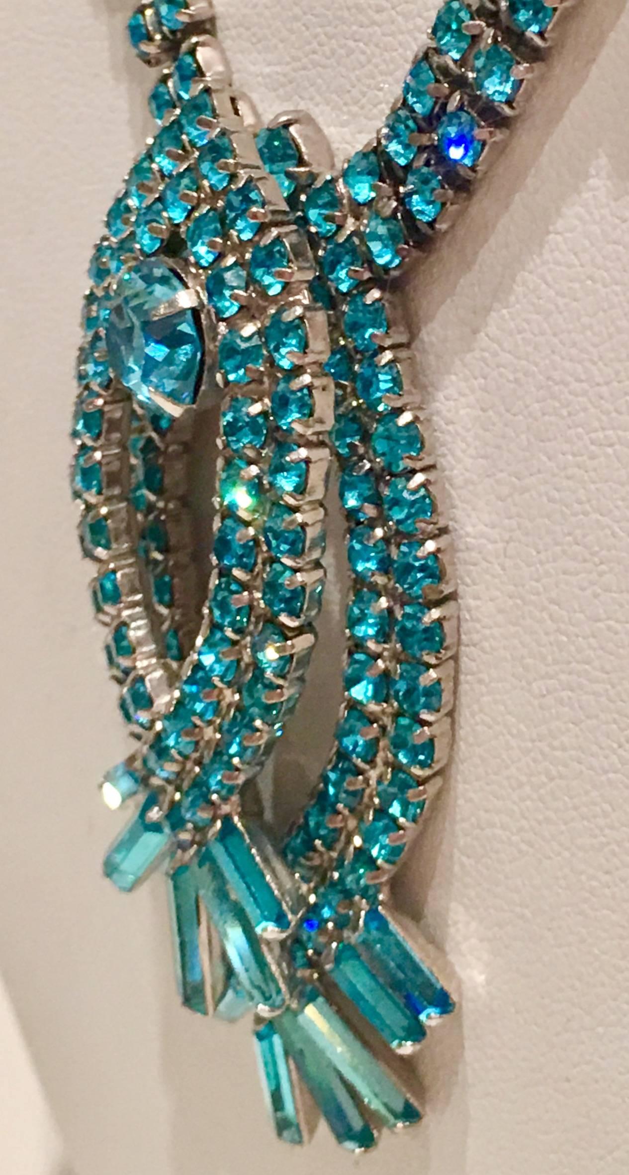 1960s Blue Sapphire Austrian Crystal 3D Choker Necklace 1