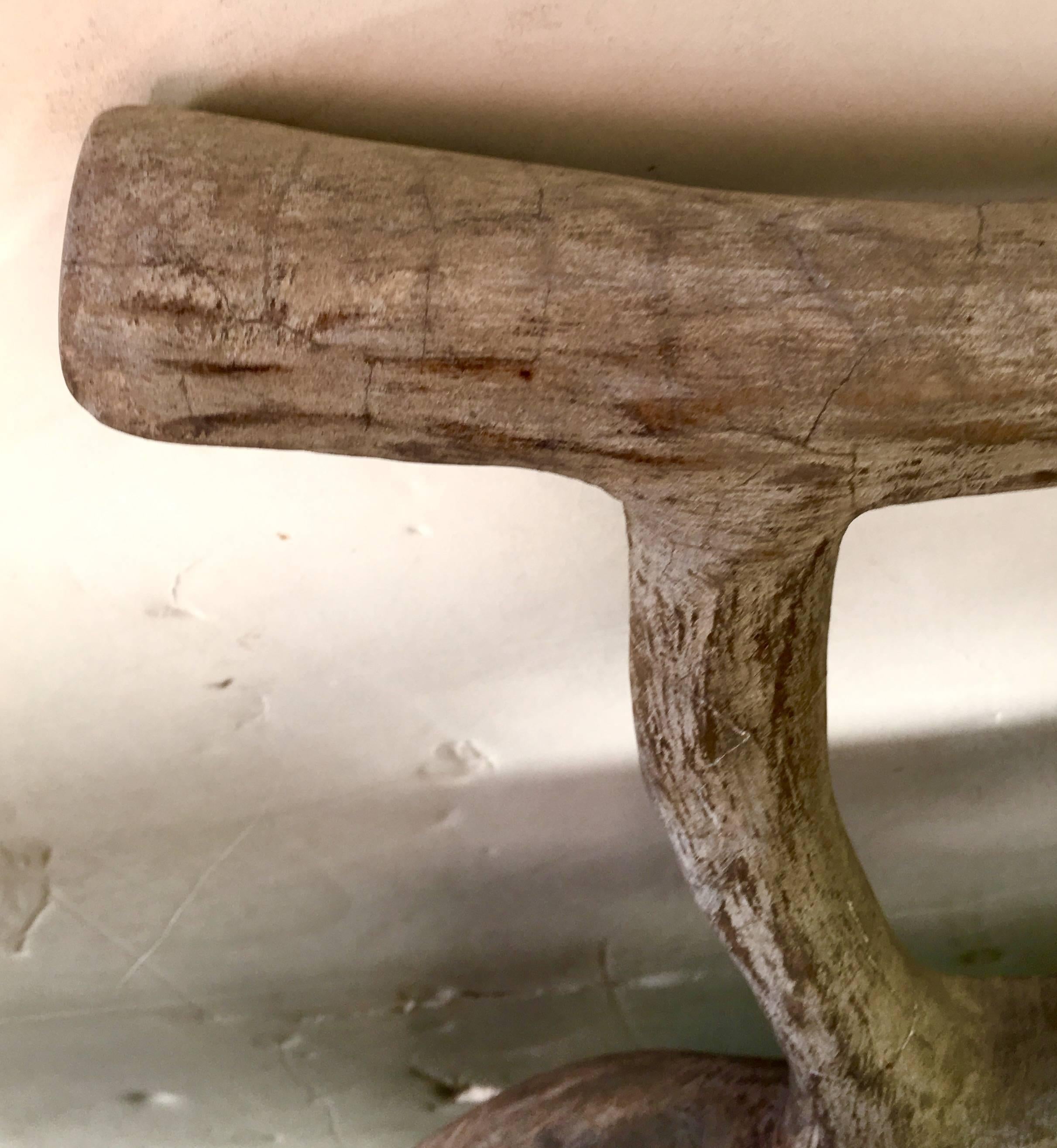 Organic Modern Faux Bois Concrete High Back Twig Bench