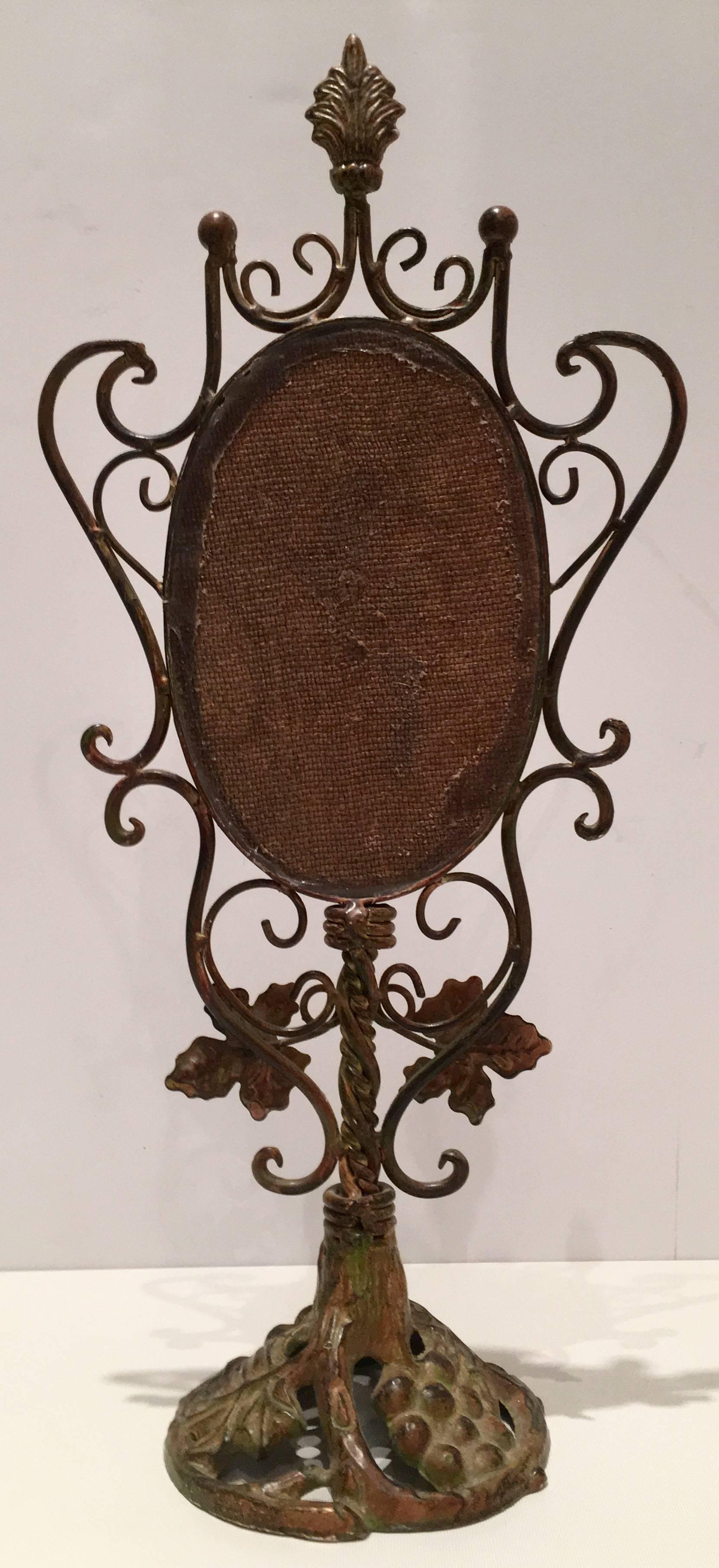 Antique Bronze Art Nouveau Vanity Mirror 4