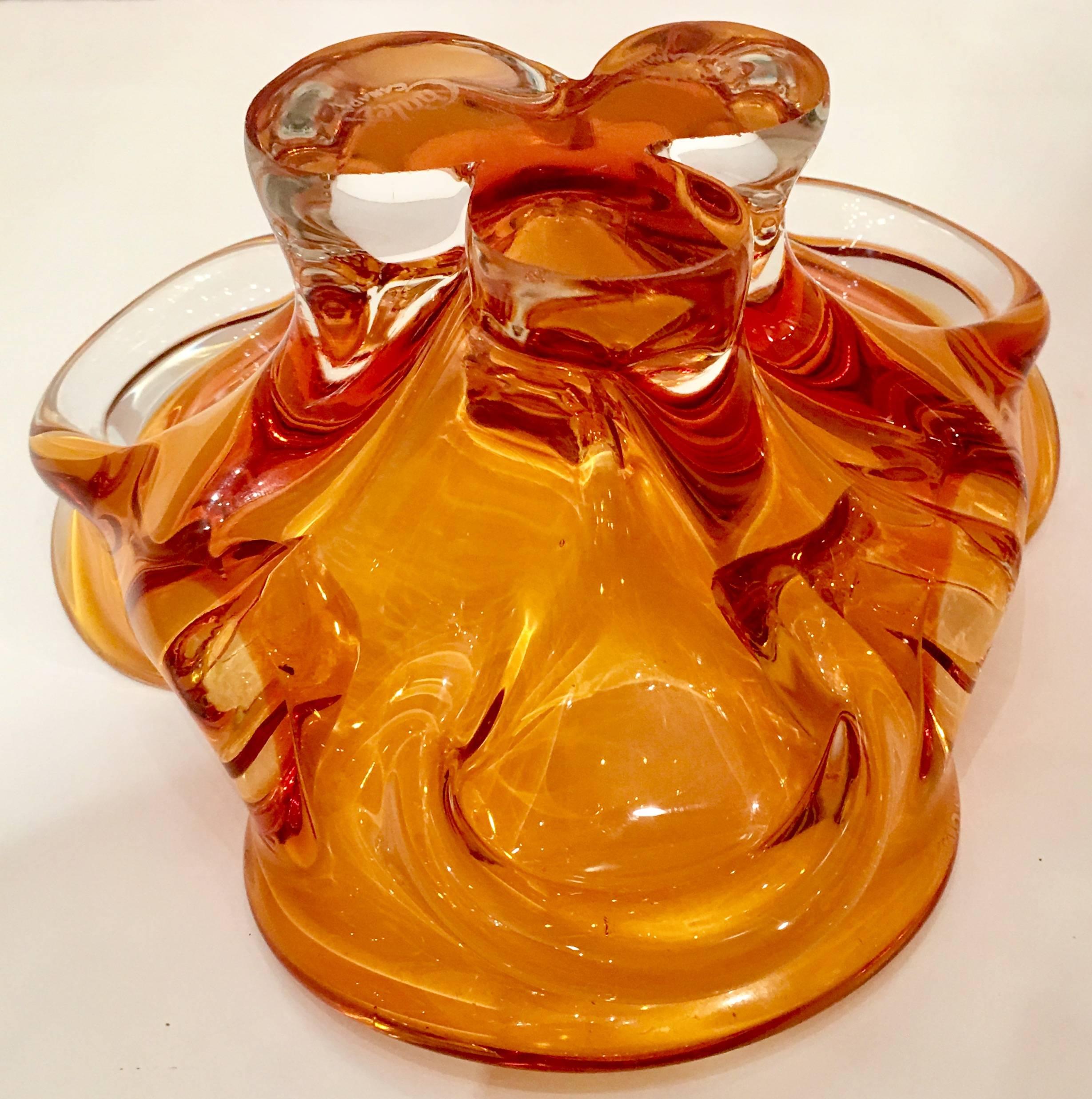 Mid-Century Modern Mid-Century Art Glass Amber Footed Bowl by Chalet Canada