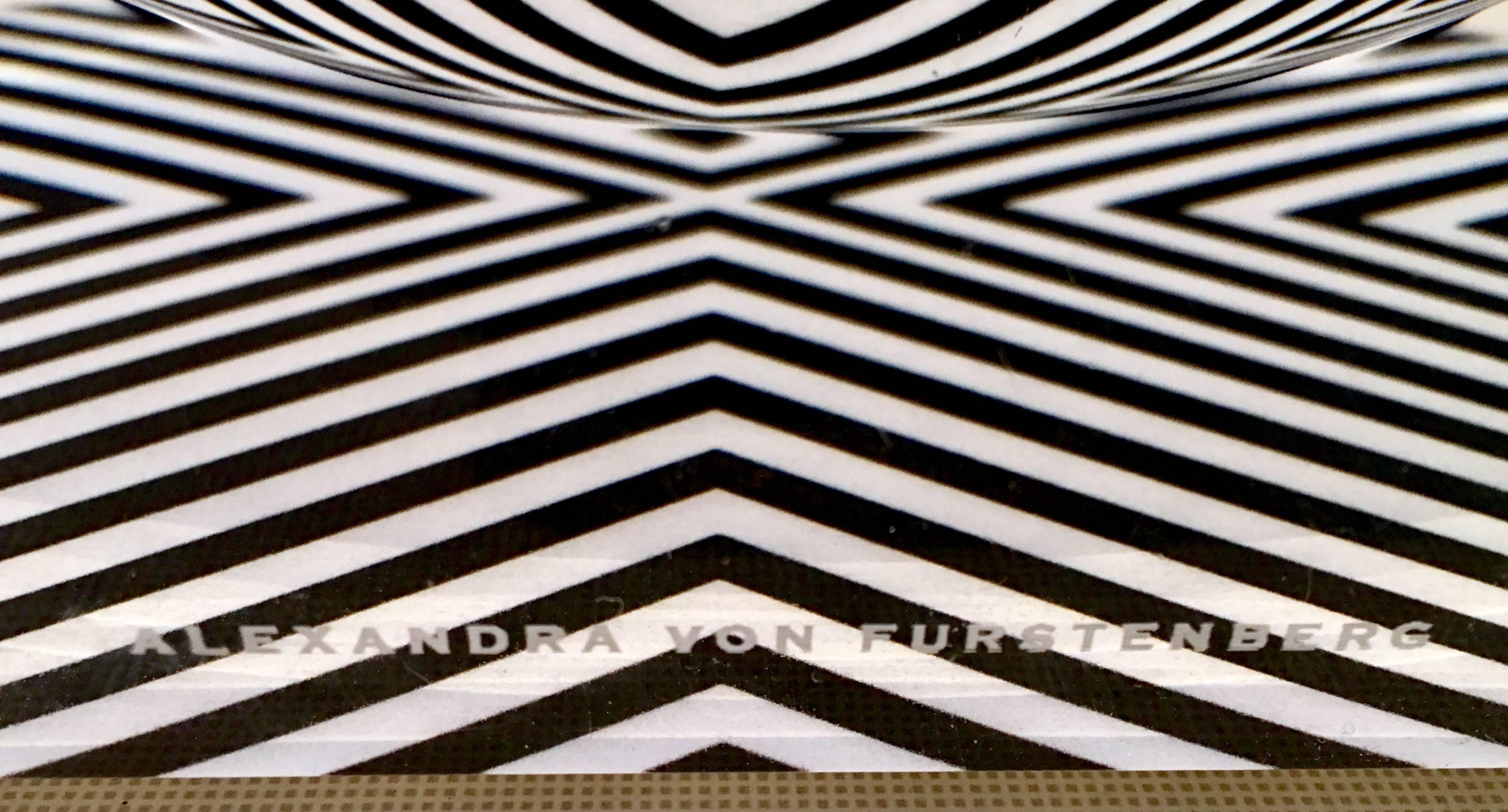 Lucite Optic Zebra Print Square Bowl by, Alexandra Von Furstenberg 4