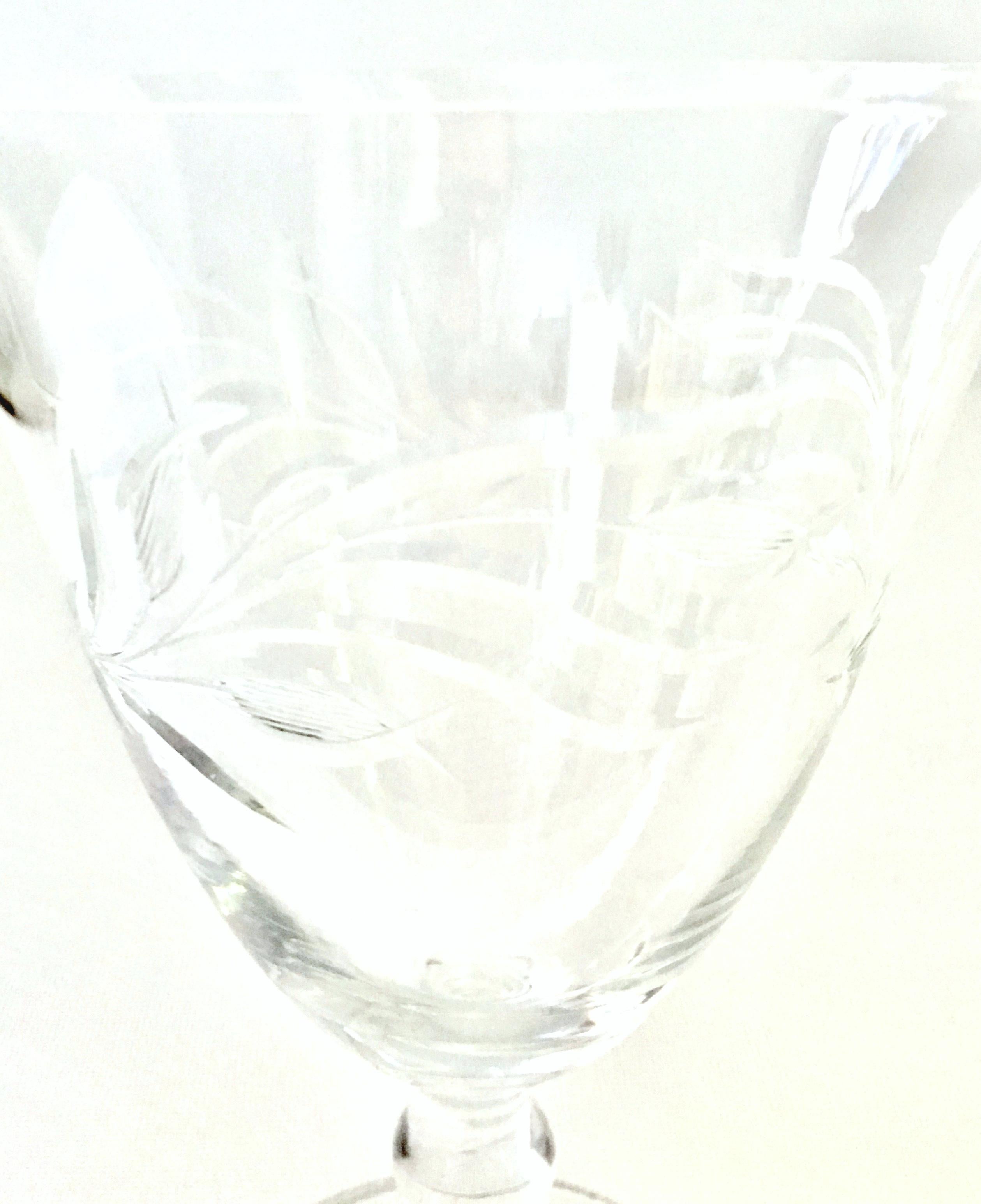Art Nouveau 1930'S American Etched Crystal Stem Glasses, Set/10 For Sale