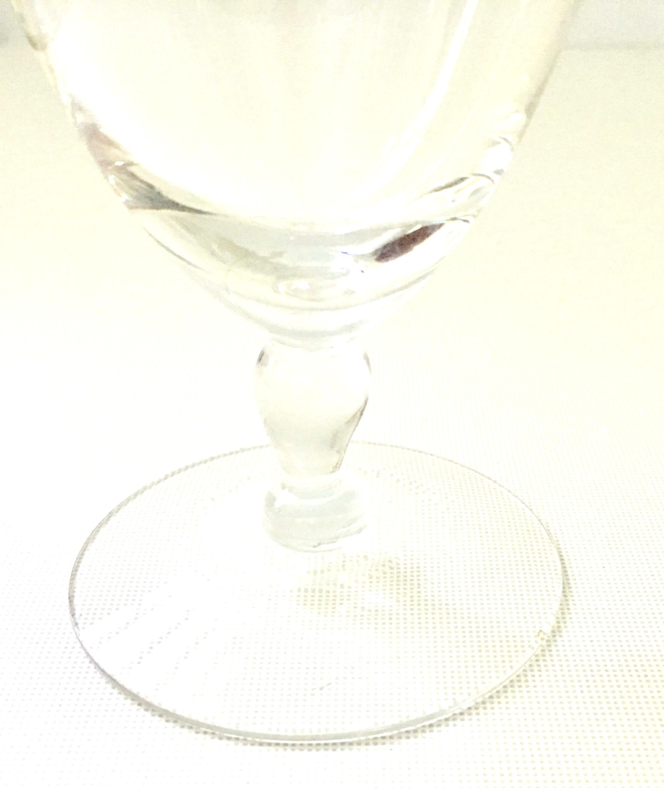 1930'S American Etched Crystal Stem Glasses, Set/10 In Good Condition For Sale In West Palm Beach, FL