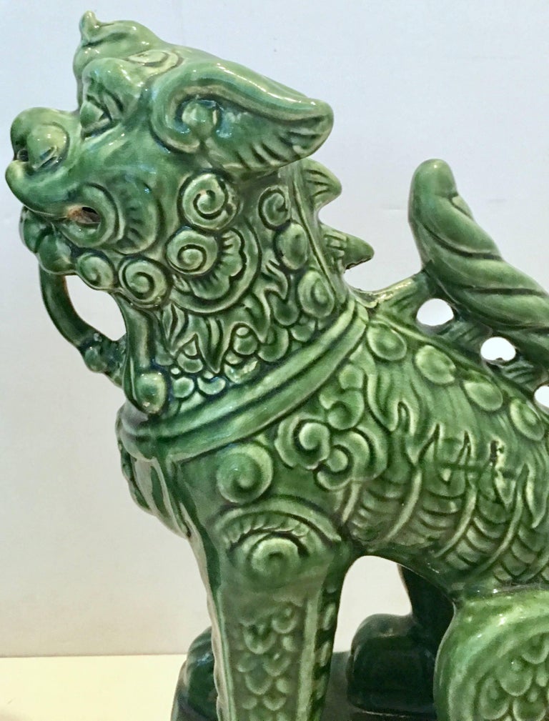 Pair of Contemporary Large Ceramic Glaze Foo Dog Sculpture at 1stDibs