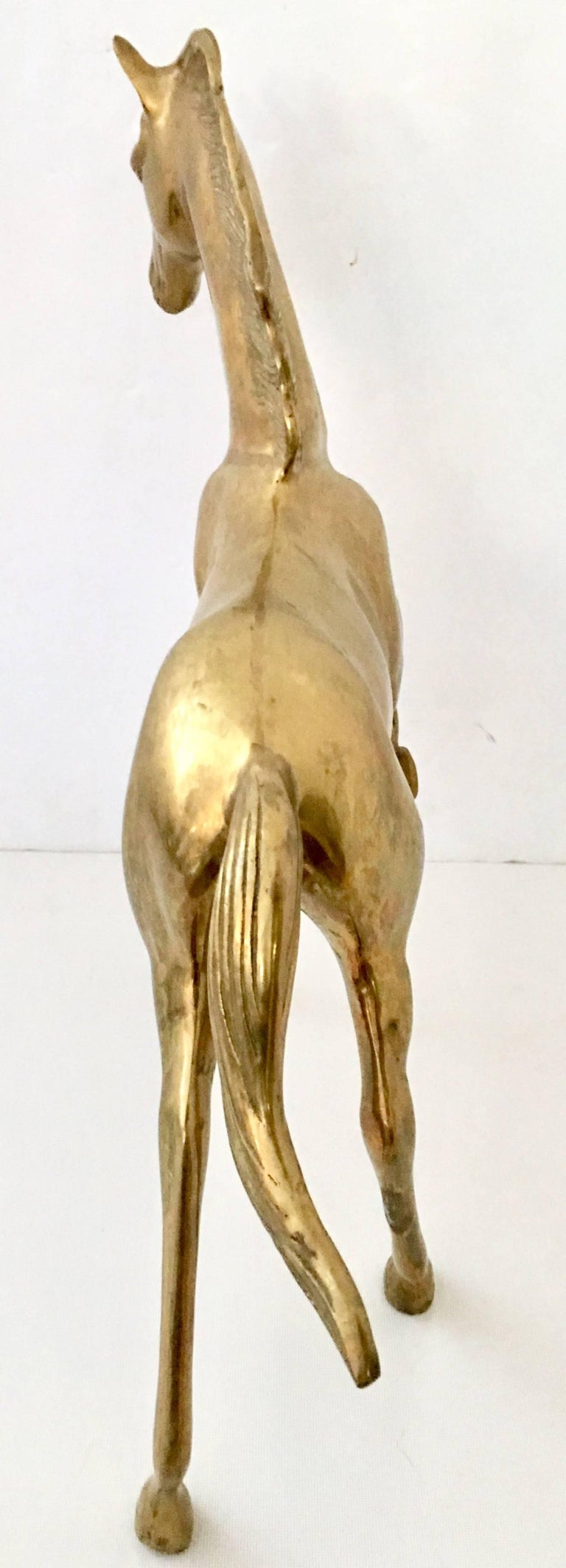 20th Century Large Solid Brass Galloping Horse Sculpture For Sale at