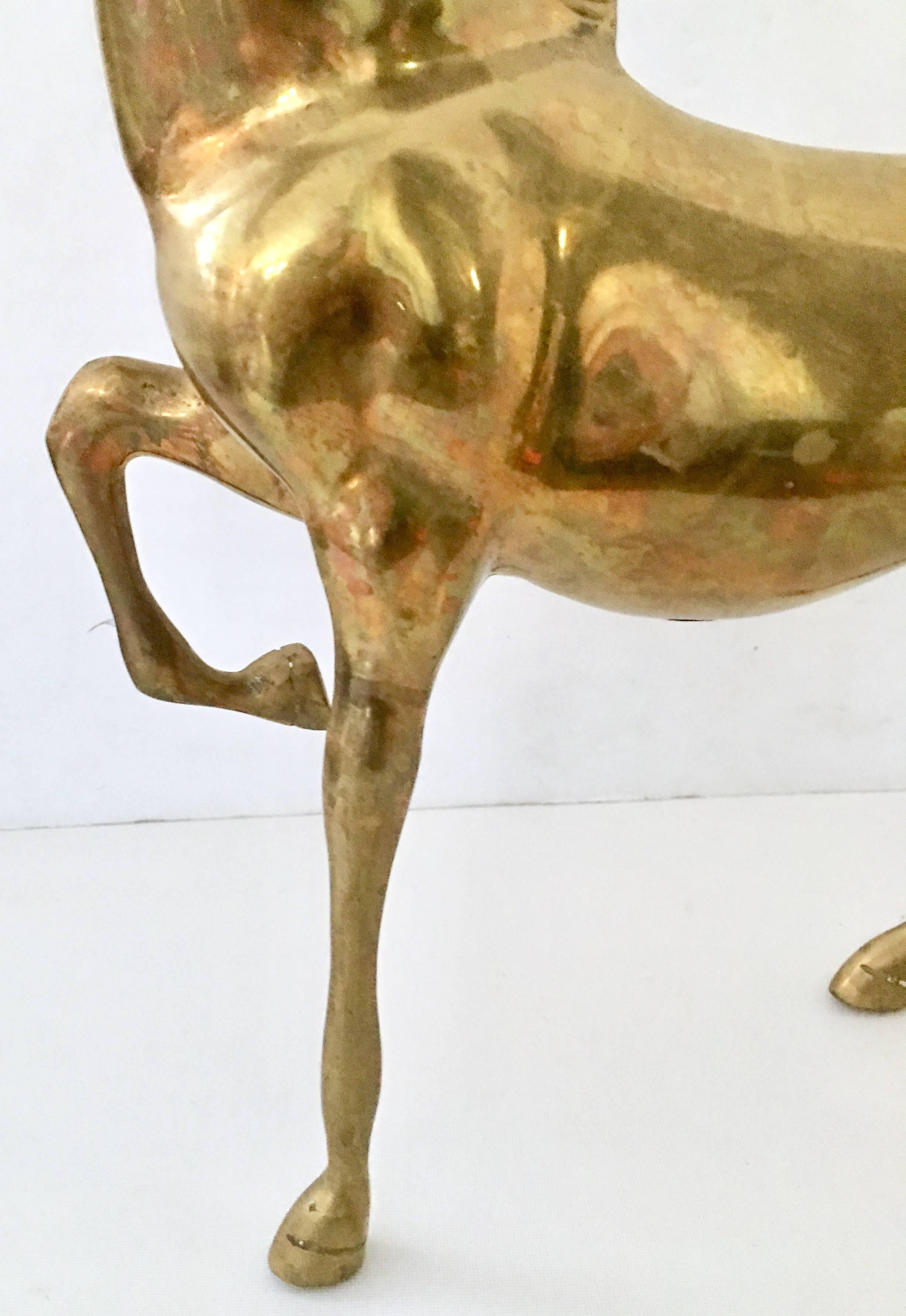 20th Century Large Solid Brass Galloping Horse Sculpture For Sale 2