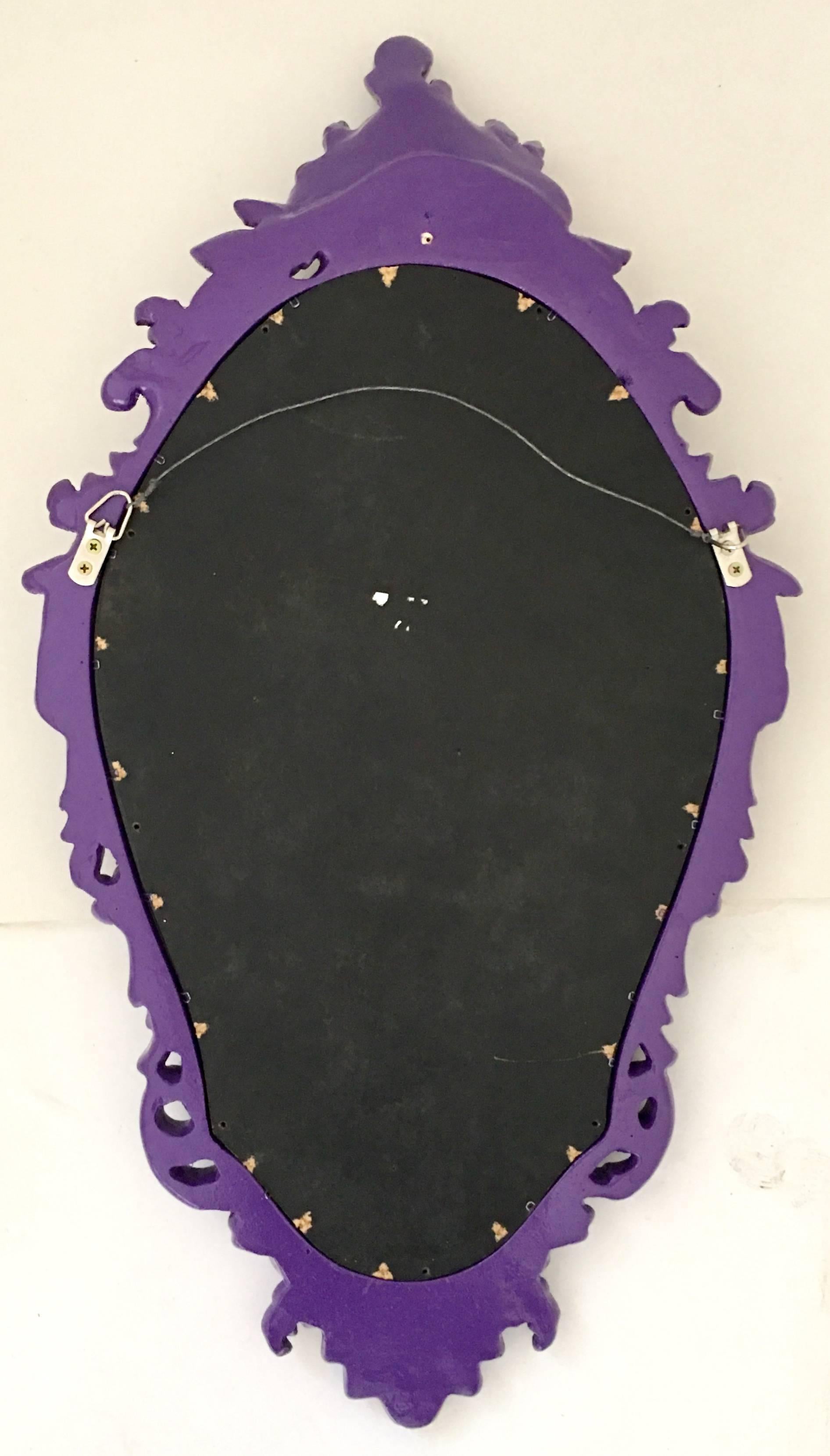 Pair Of Vintage Purple Lacquered Rococo Style Wall Mirrors 6