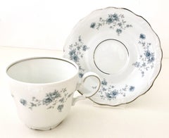 1950'S German Porcelain and Platinum Coffee or Tea Set of 17 Pieces by Haviland