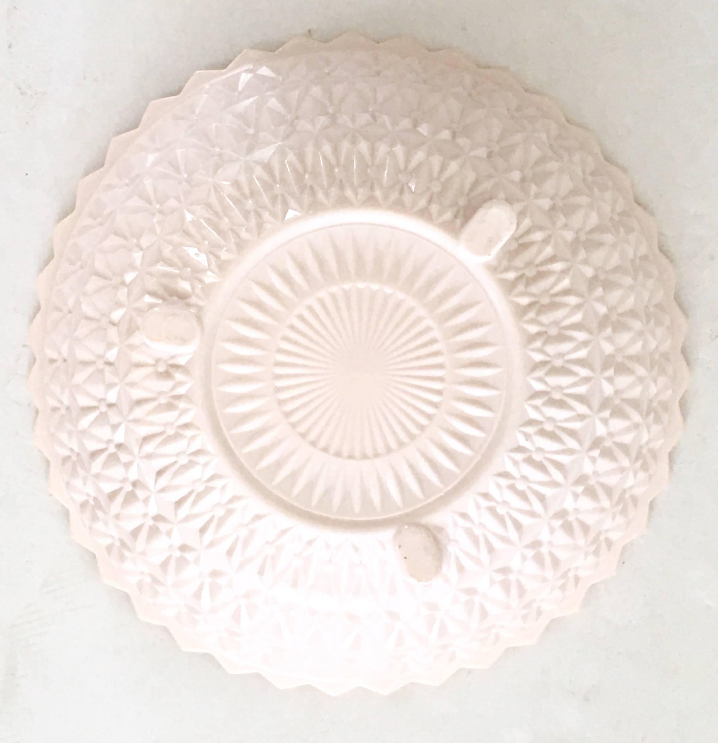 20th Century 1950s American Pink Milk Glass Pedestal Cake Plate and Footed Bowl Set of Two