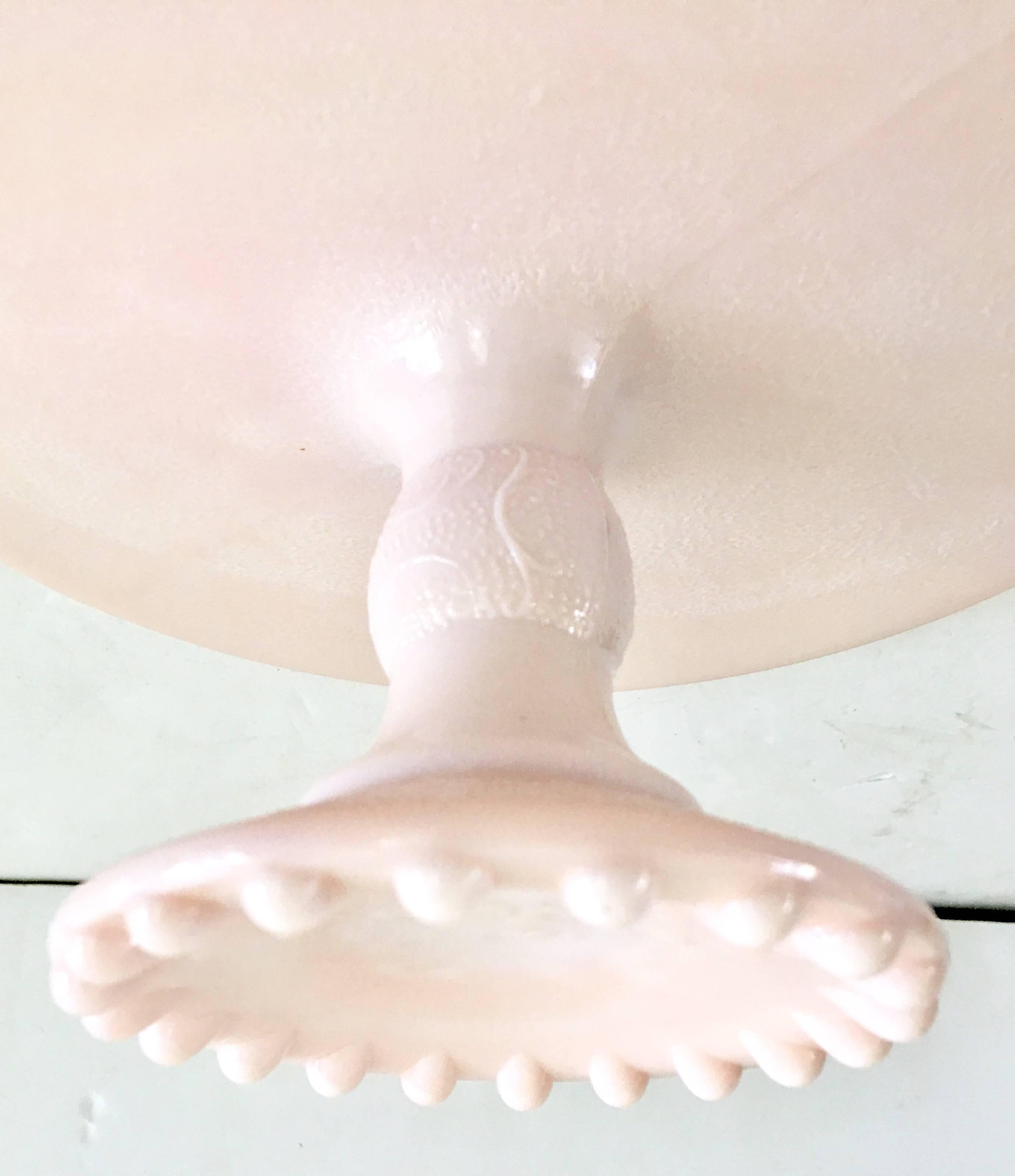 pink milk glass cake stand