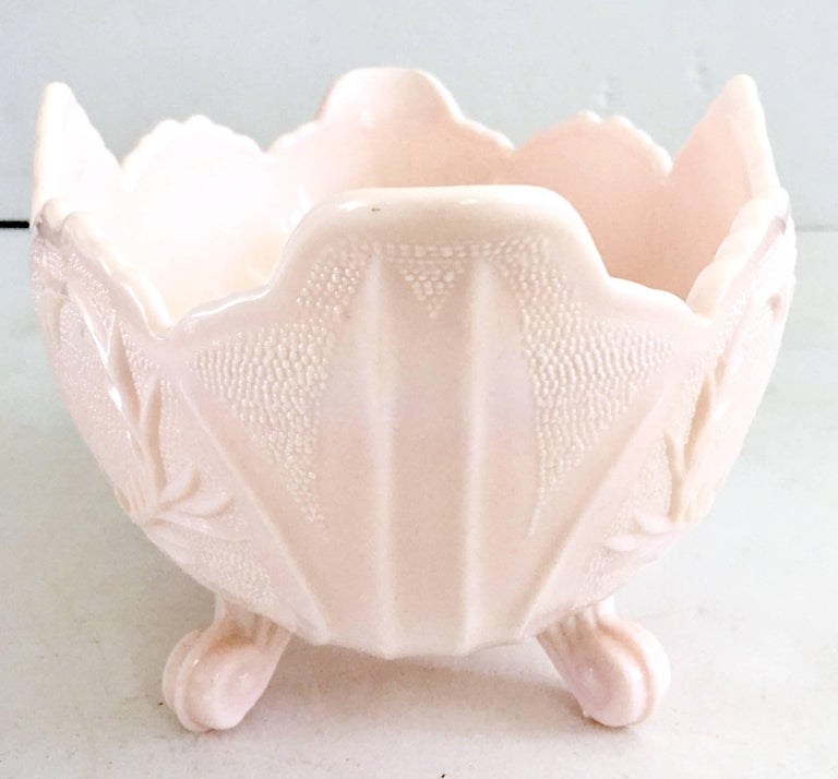 1950'S American Pink Milk Glass Candy Dish and Footed Bowl S/3 For Sale