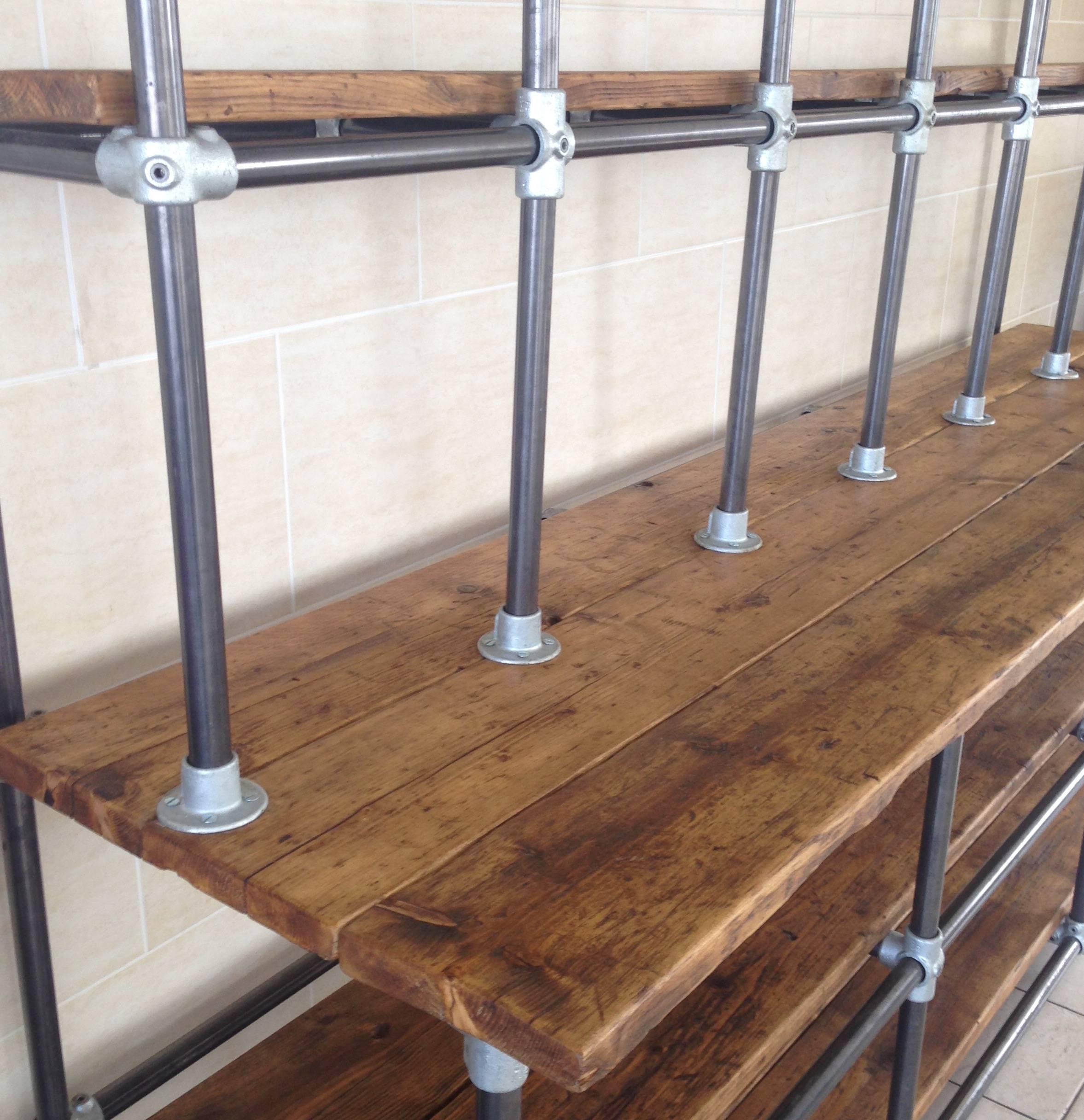 Vintage Industrial Pipe and Plank Shelving Shabby Chic at 1stDibs