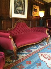 Antique Button Back Sofa Settee, Victorian, 19th Century Walnut Velvet