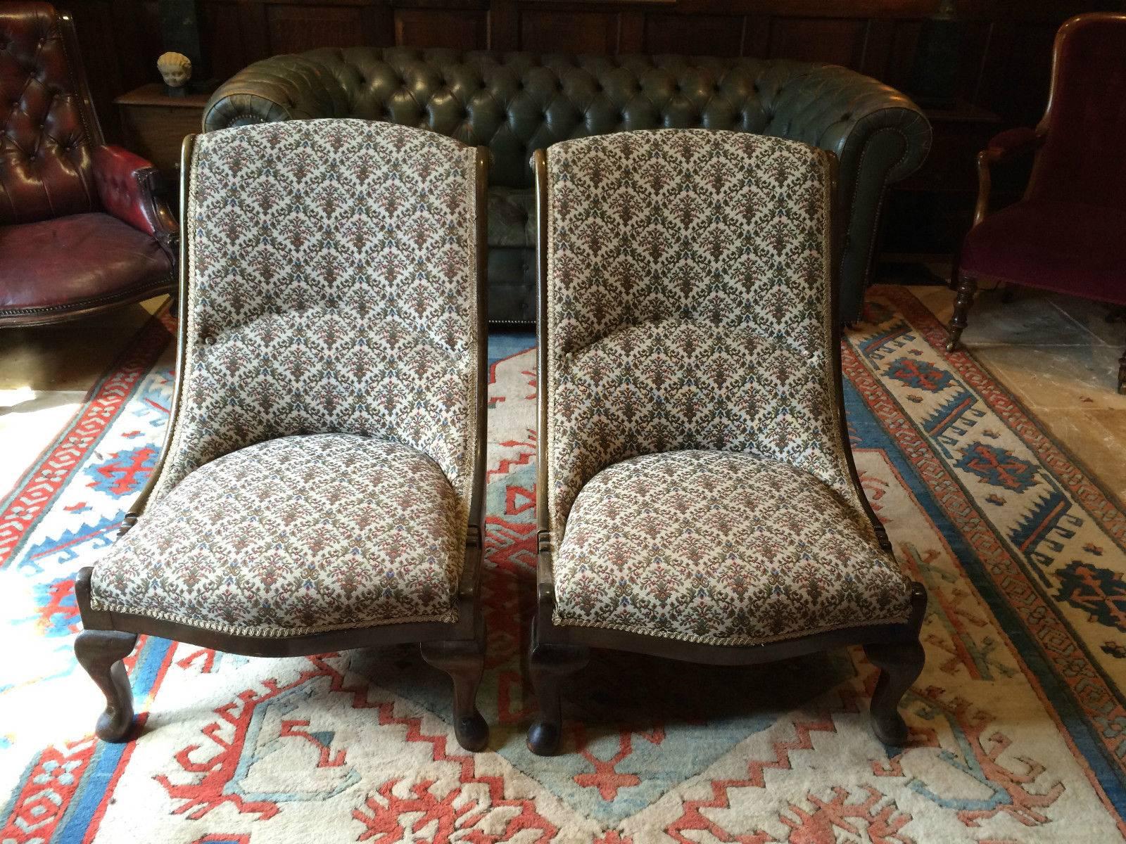 Beautiful Antique Nursing Chairs Armchairs Button Back Solid Pair In Excellent Condition In Longdon, Tewkesbury
