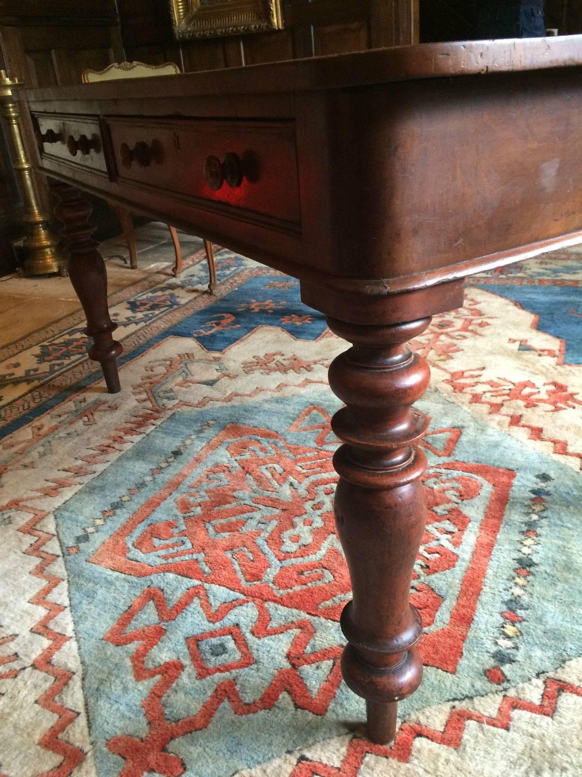 Antique Partners Desk Writing Table Mahogany Victorian, 19th Century 2